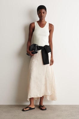 JACQUARD HANDKERCHIEF MIDI SKIRT — CREAM 1