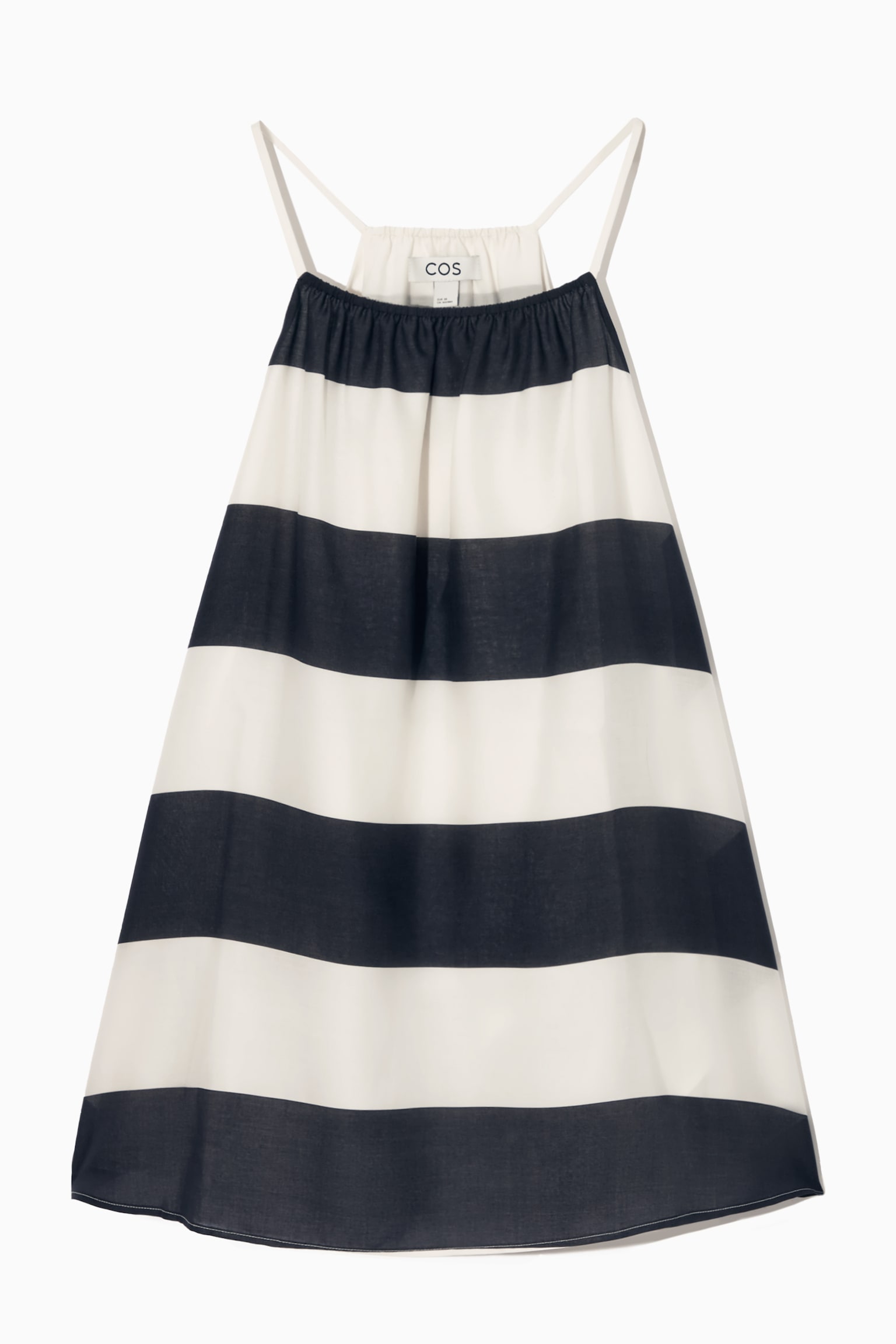 HALTERNECK TUNIC-STYLE TOP - NAVY / WHITE / STRIPED