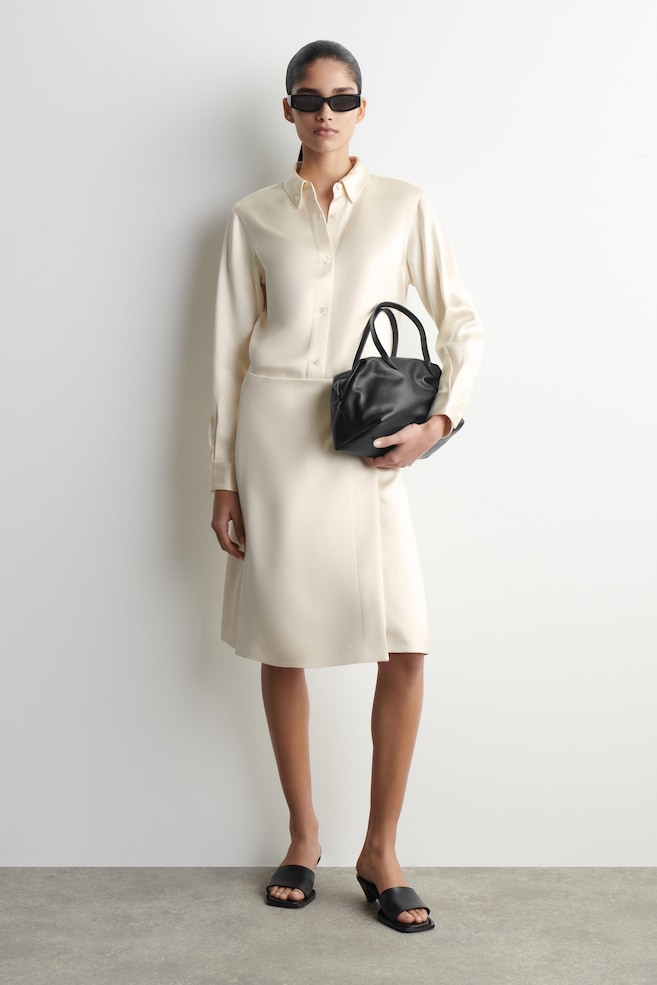 SATIN WRAP SKIRT — WHITE