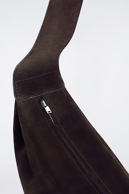 SWING CROSSBODY BAG - SPLIT SUEDE — DARK BROWN 4