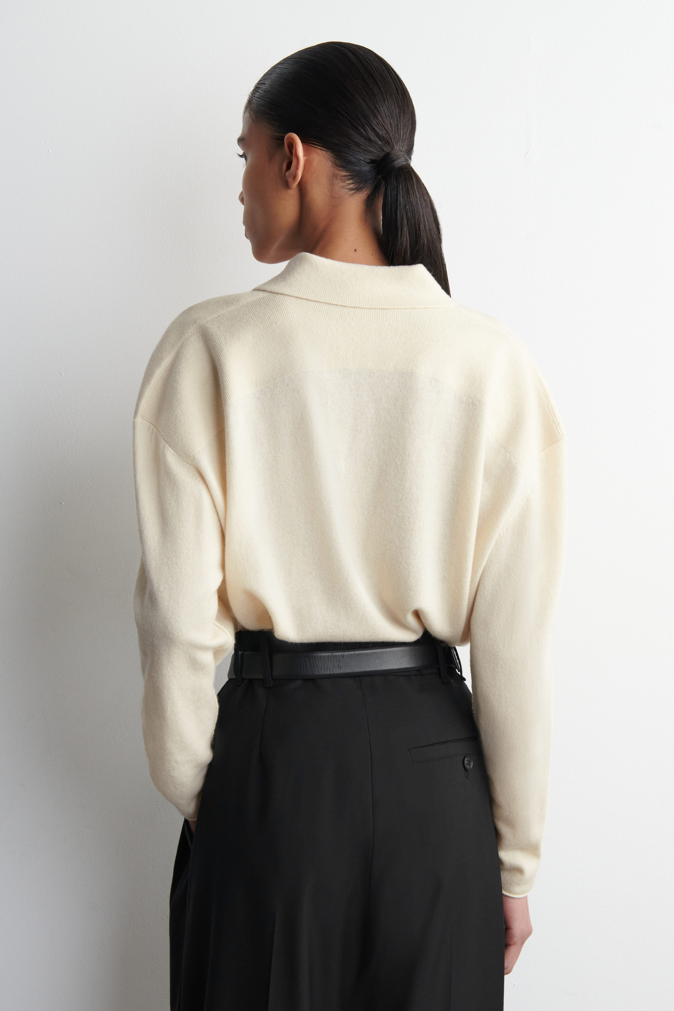 MERINO WOOL-YAK ZIP-UP POLO SHIRT - WHITE | COS US