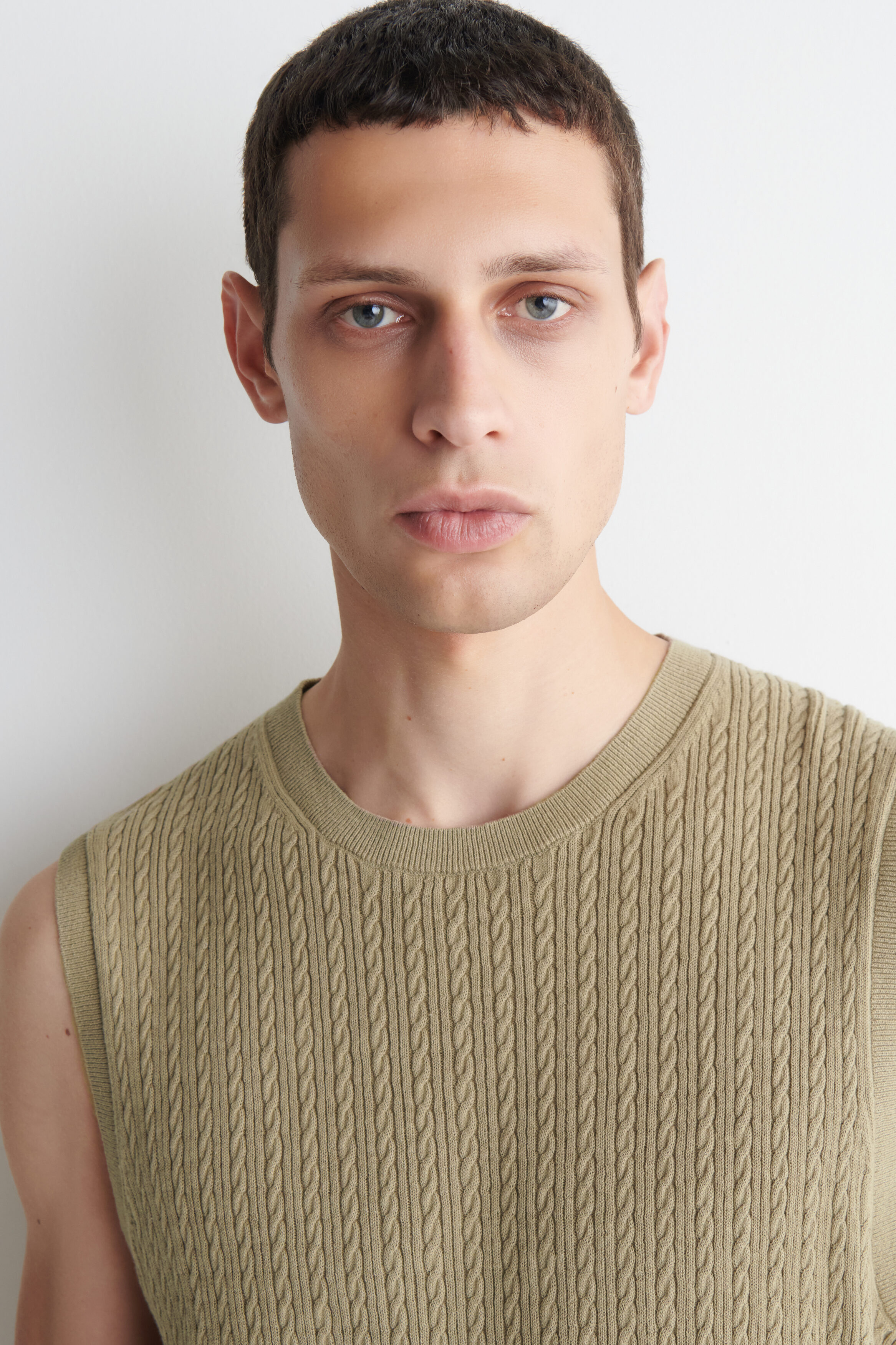トップス kotohayokozawa DOCKING KNIT TANK Cable Knit Sweater Tank