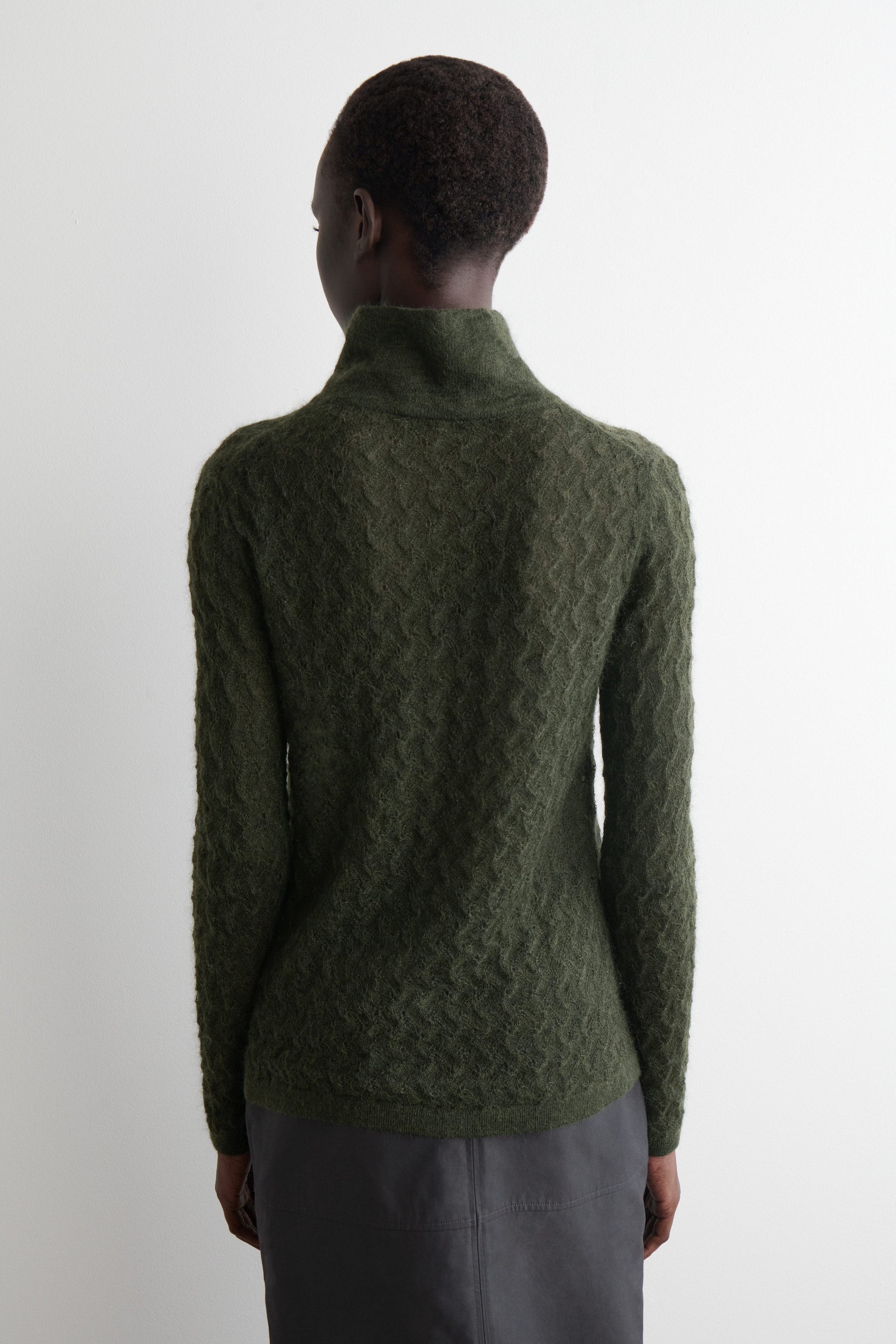 POINTELLE-KNIT MOHAIR SWEATER