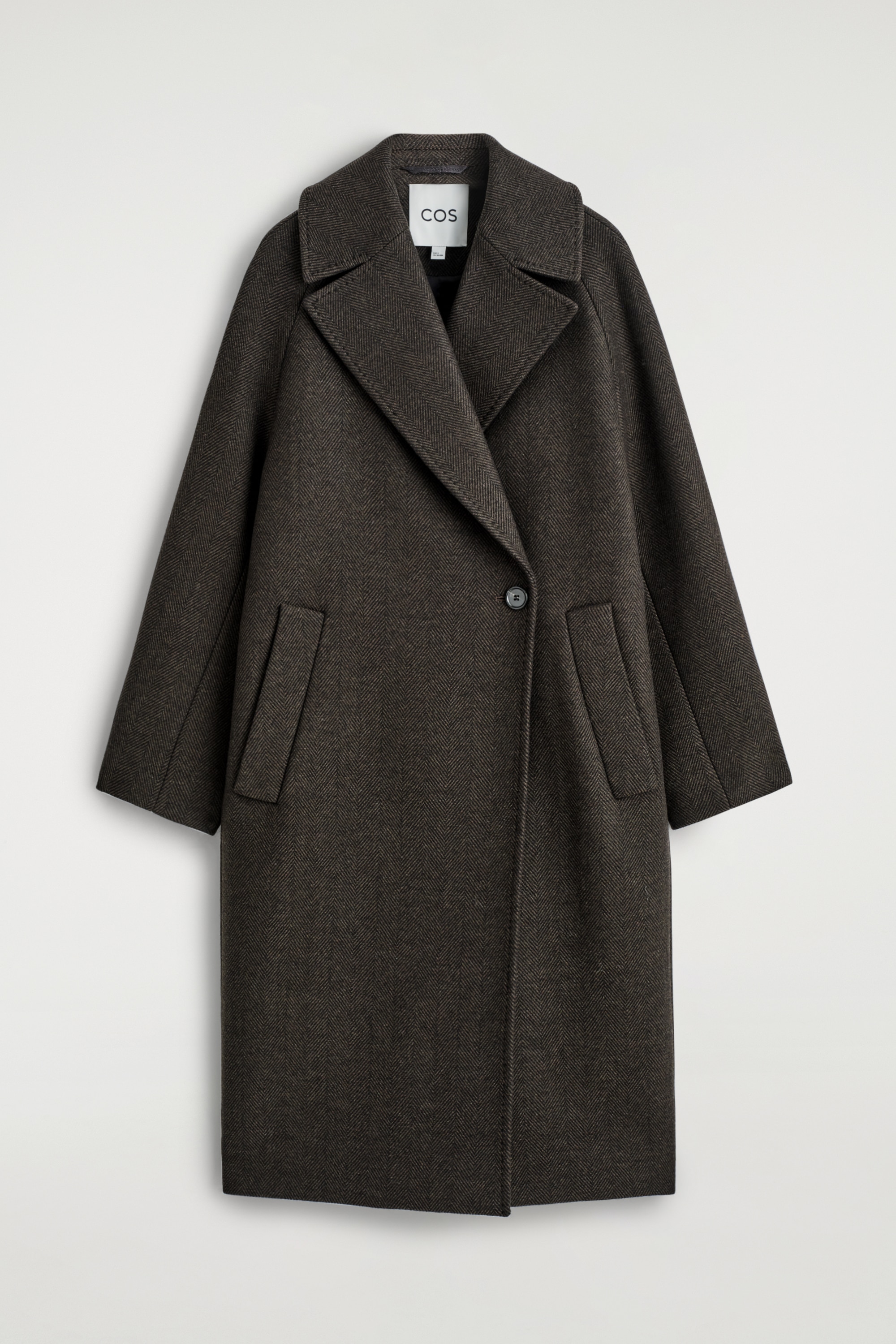 OVERSIZED DOUBLE-BREASTED WOOL LONG COAT - DARK GREEN