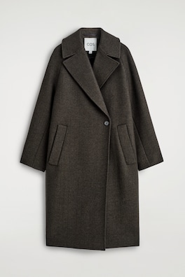 OVERSIZED DOUBLE-BREASTED WOOL LONG COAT — DARK GREEN 2