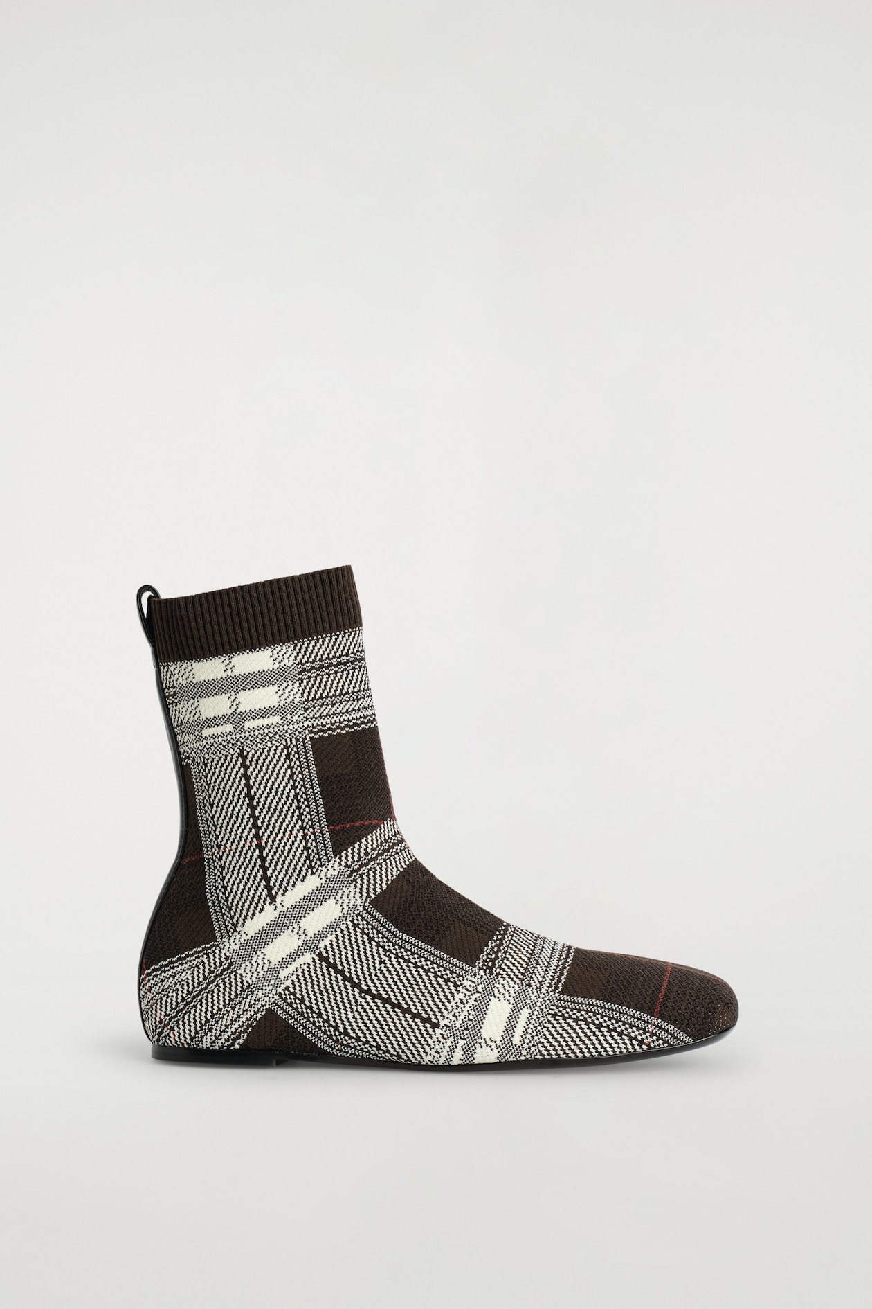 CHECKED KNITTED SOCK BOOTS — BORDEAUX / CHECKERED