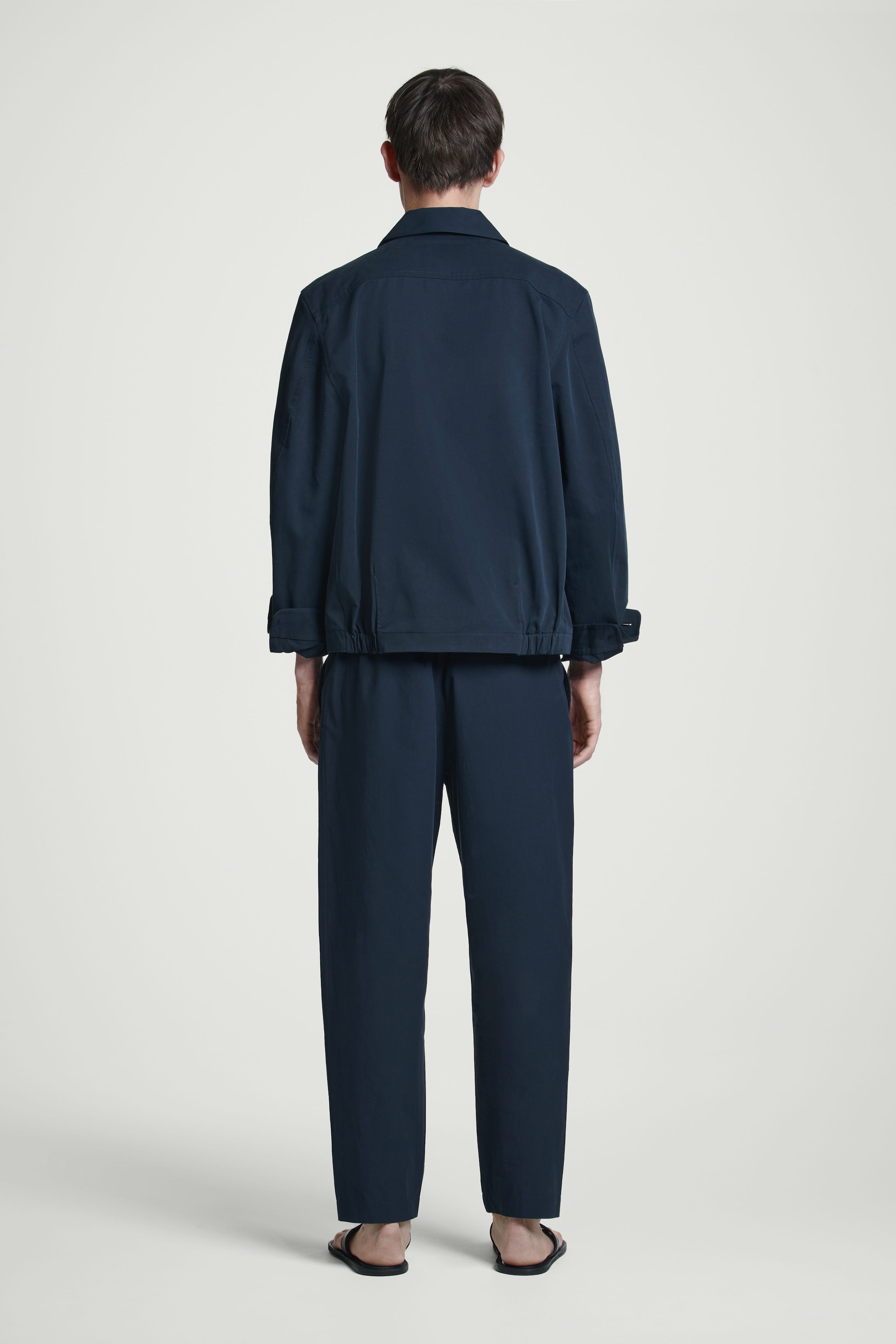 ELASTICATED COTTON TAPERED PANTS