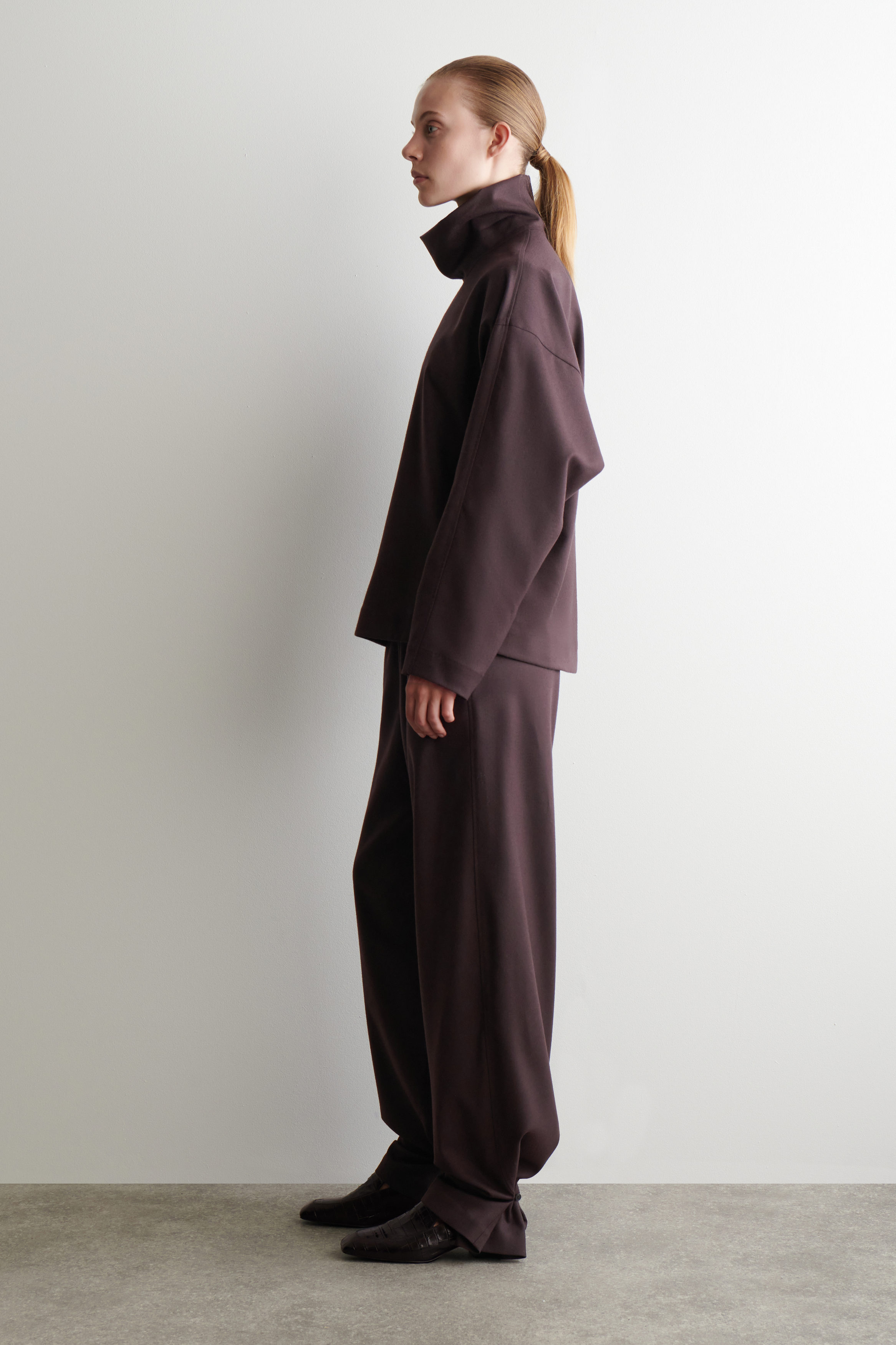 WOOL-FLANNEL PANTS - PLUM | COS