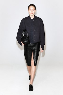 BOILED WOOL-BLEND BOMBER JACKET — CHARCOAL MÉLANGE 1