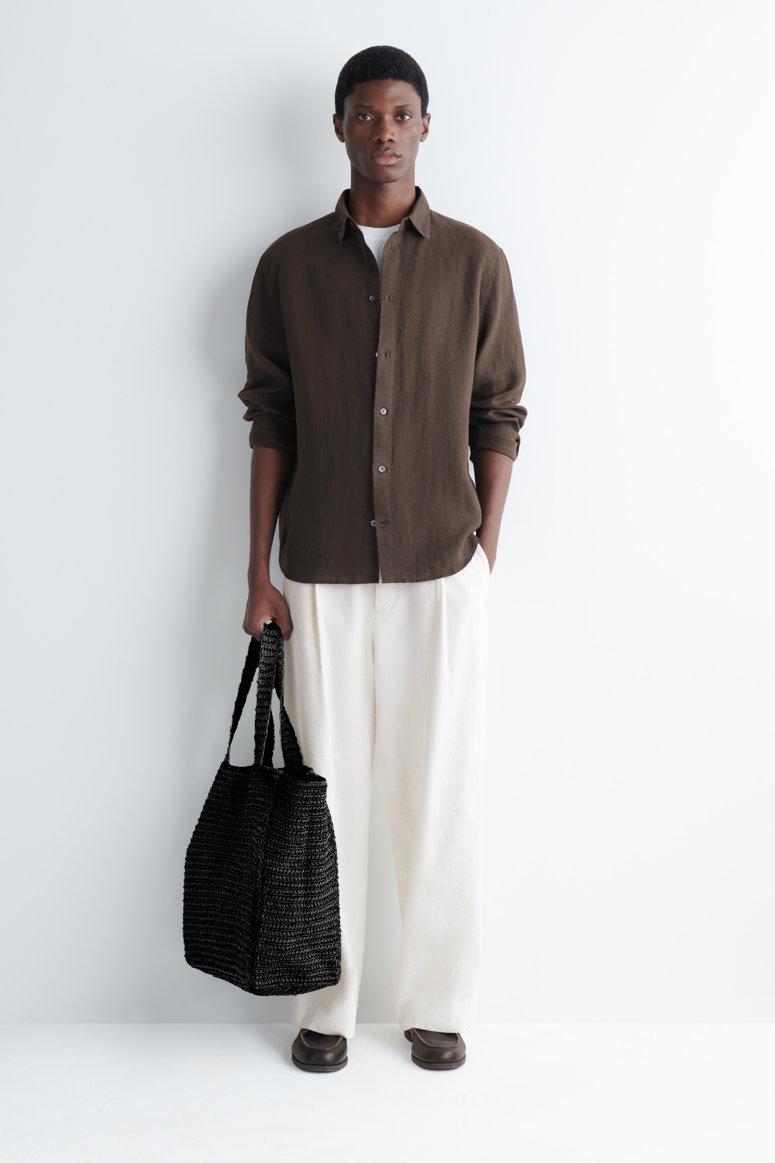 BOLSO TOTE TRENZADO - NEGRO/BLANCO