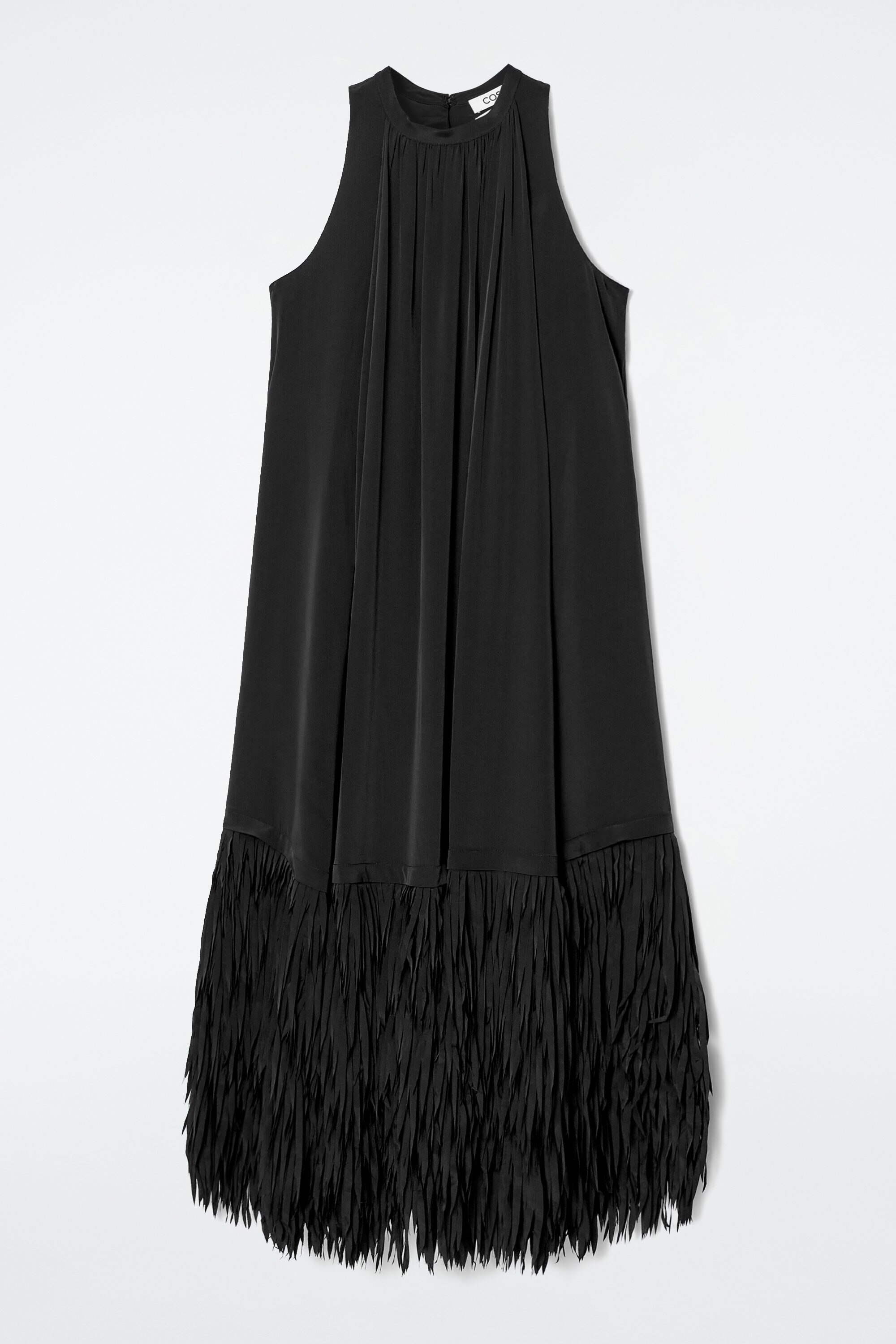 FRINGED-HEM DRESS - BLACK | COS