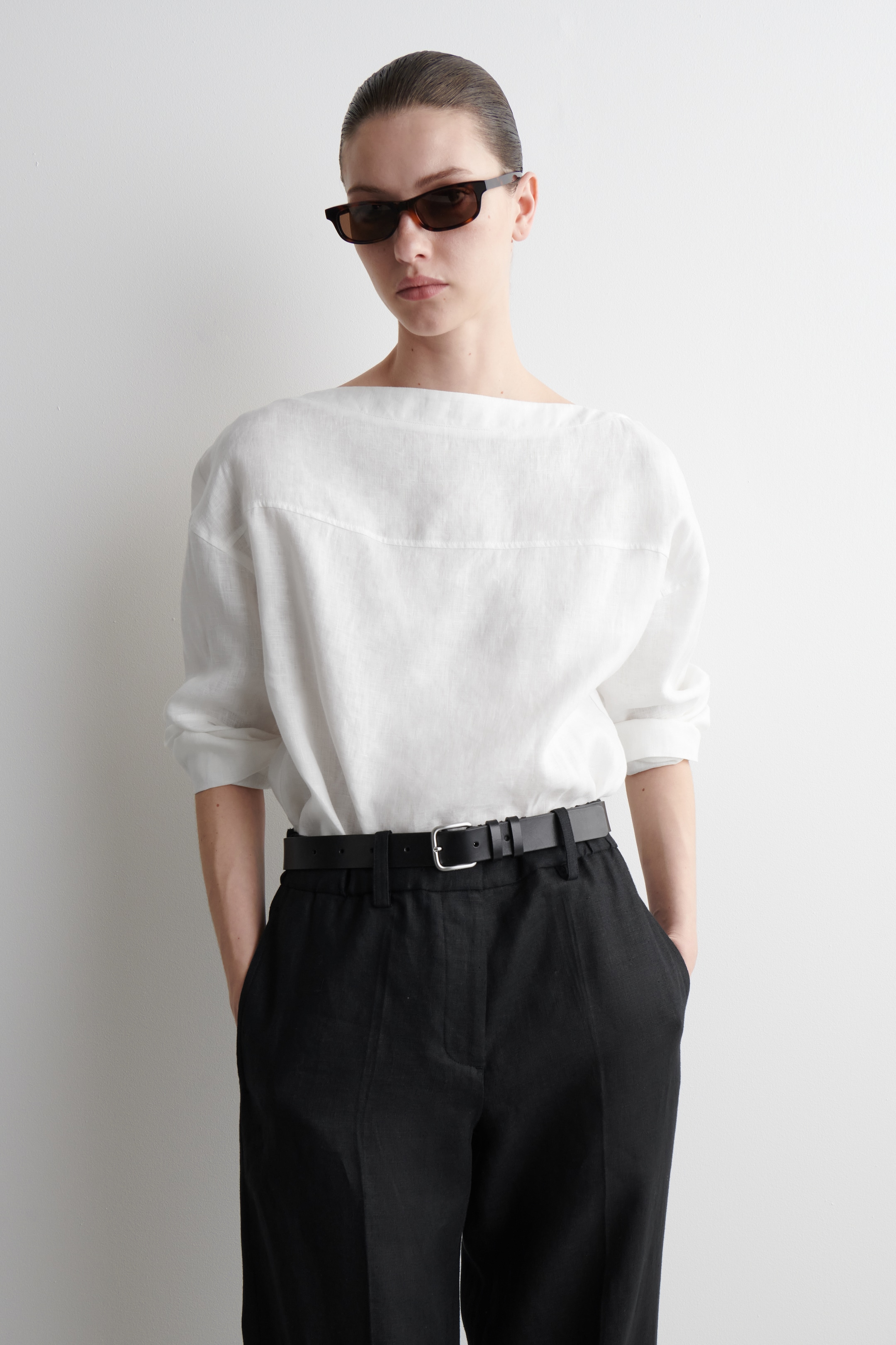 Grösseres Bild ansehen: LEINENBLUSE MIT BINDEDETAIL - WEISS - DAMEN | H&M CH 1