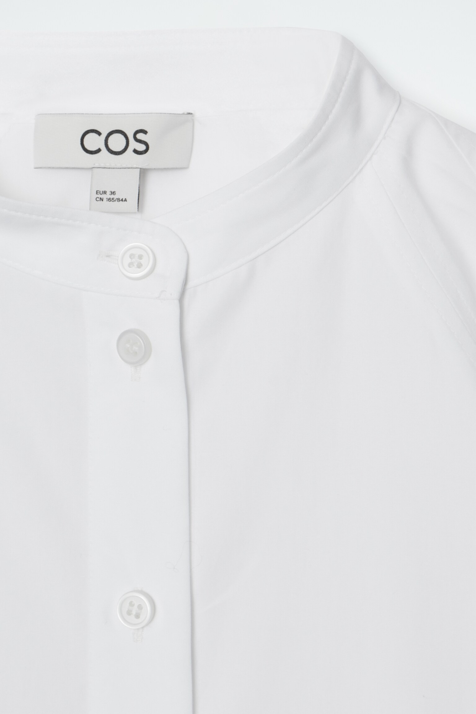 GRANDAD-COLLAR MIDI SHIRT DRESS - WHITE/BEIGE / STRIPED - 2