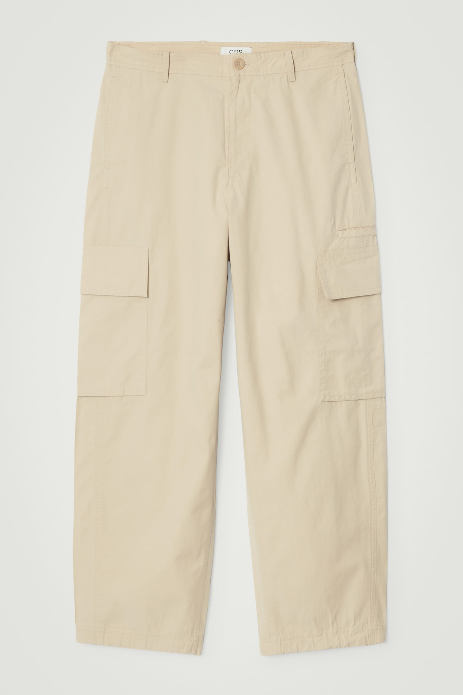 COTTON STRAIGHT-LEG CARGO TROUSERS - BEIGE