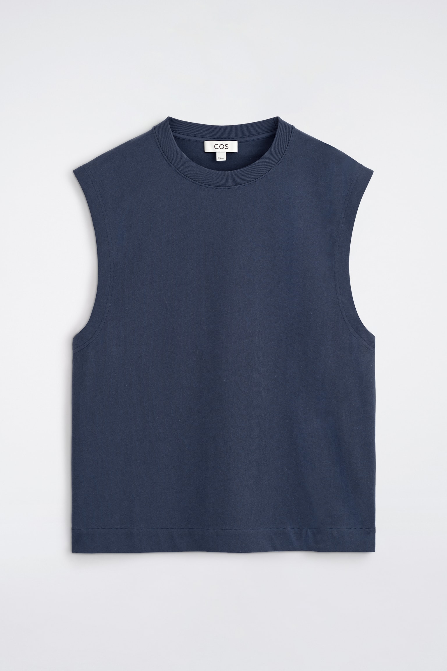 Afslappet tanktop i bomuldskrepp - MARINEBLÅ/SORT/MØRKEBRUN - 1