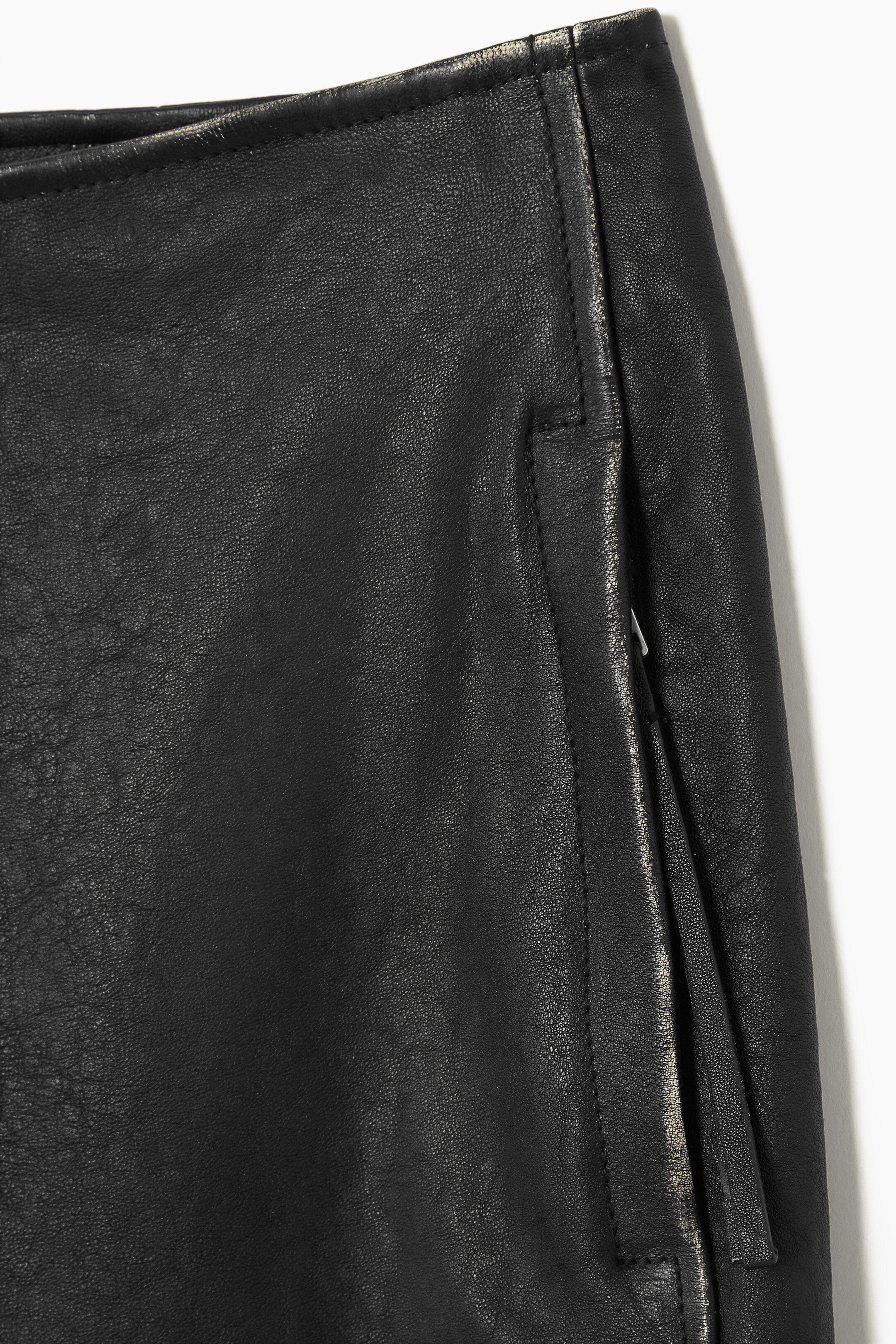 Agrandir l'image: JUPE MIDI RACER CUIR CONTRASTÉ - NOIR - FEMME | H&M CH 2