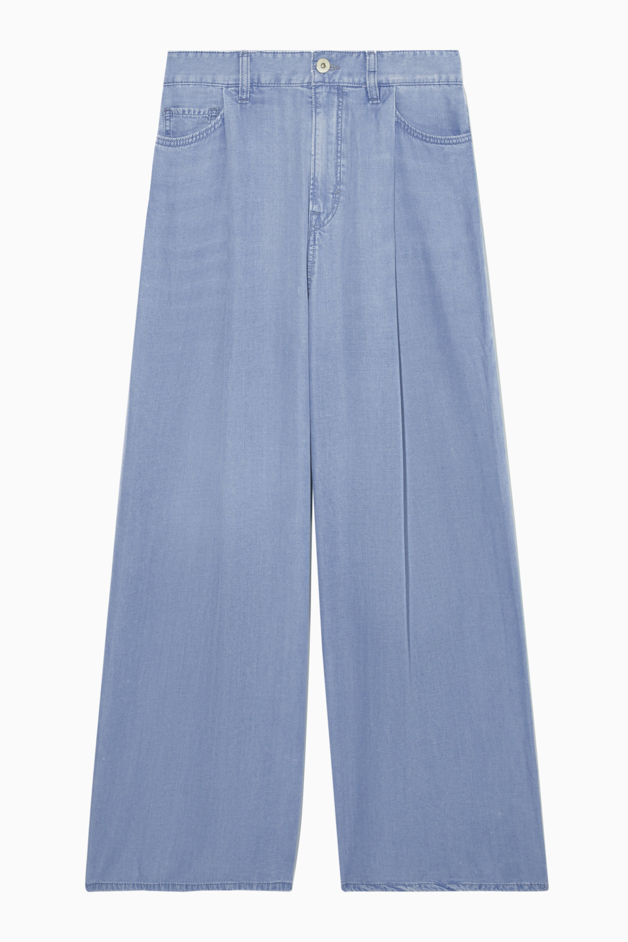 Grösseres Bild ansehen: JEANSHOSE MIT WEITEM BEIN UND FALTEN - Hellblau - DAMEN | H&M CH 1