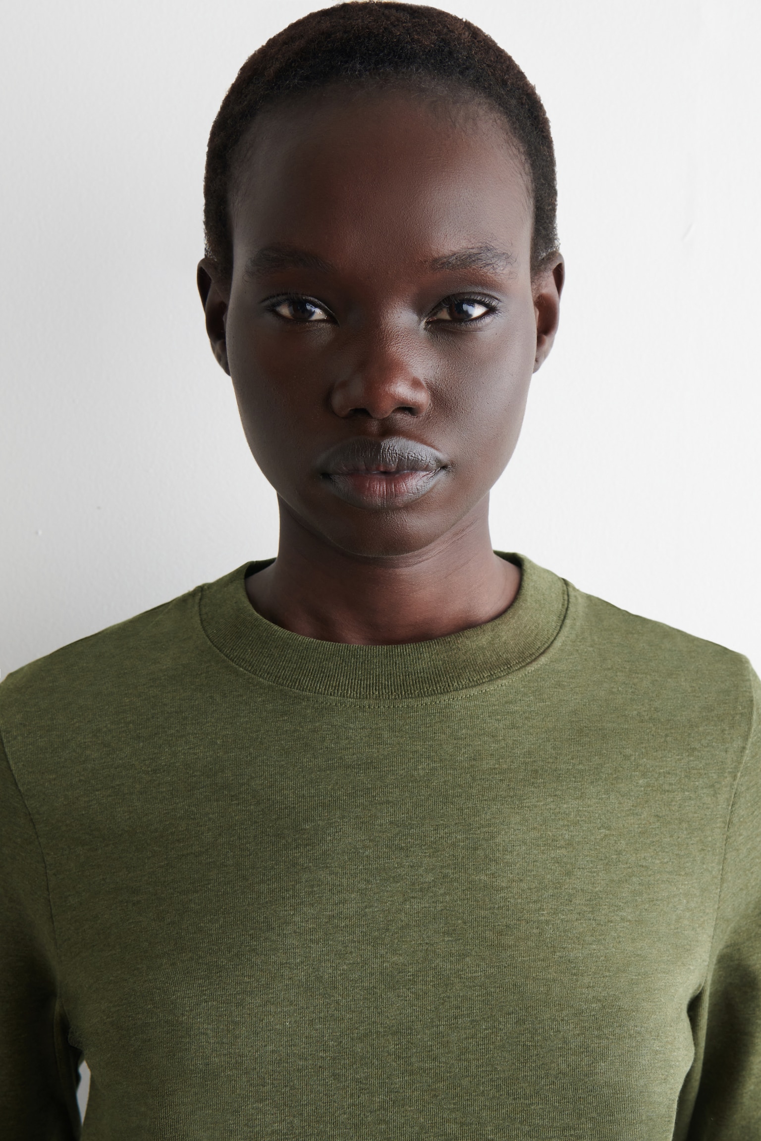 CLEAN CUT REGULAR LONG-SLEEVED T-SHIRT - OLIVE-GREEN MÉLANGE/white/BROWN / STRIPED/WHITE / BROWN/NAVY / STRIPED/LIGHT BLUE/BEIGE / UNDYED/BLACK/ECRU / NAVY / BROWN / STRIPED/GREEN MÉLANGE/ORANGE - 6