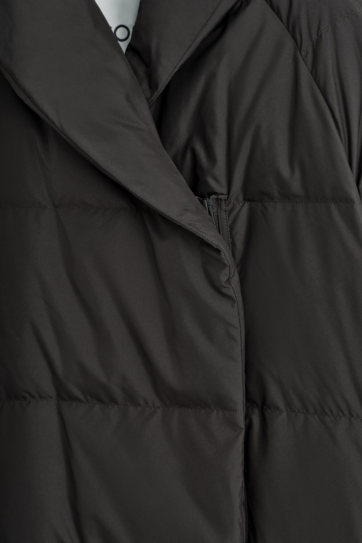 SHAWL-COLLAR QUILTED DOWN COAT - DARK BROWN - 4