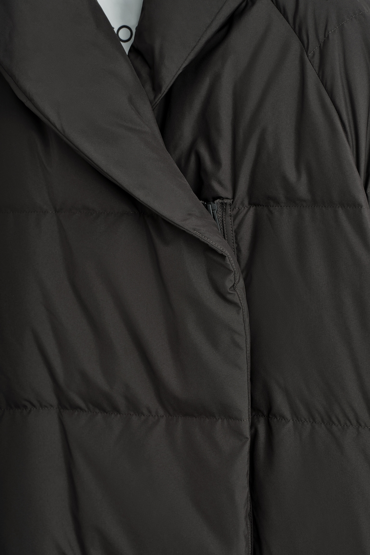 SHAWL-COLLAR QUILTED DOWN COAT - DARK BROWN - 5