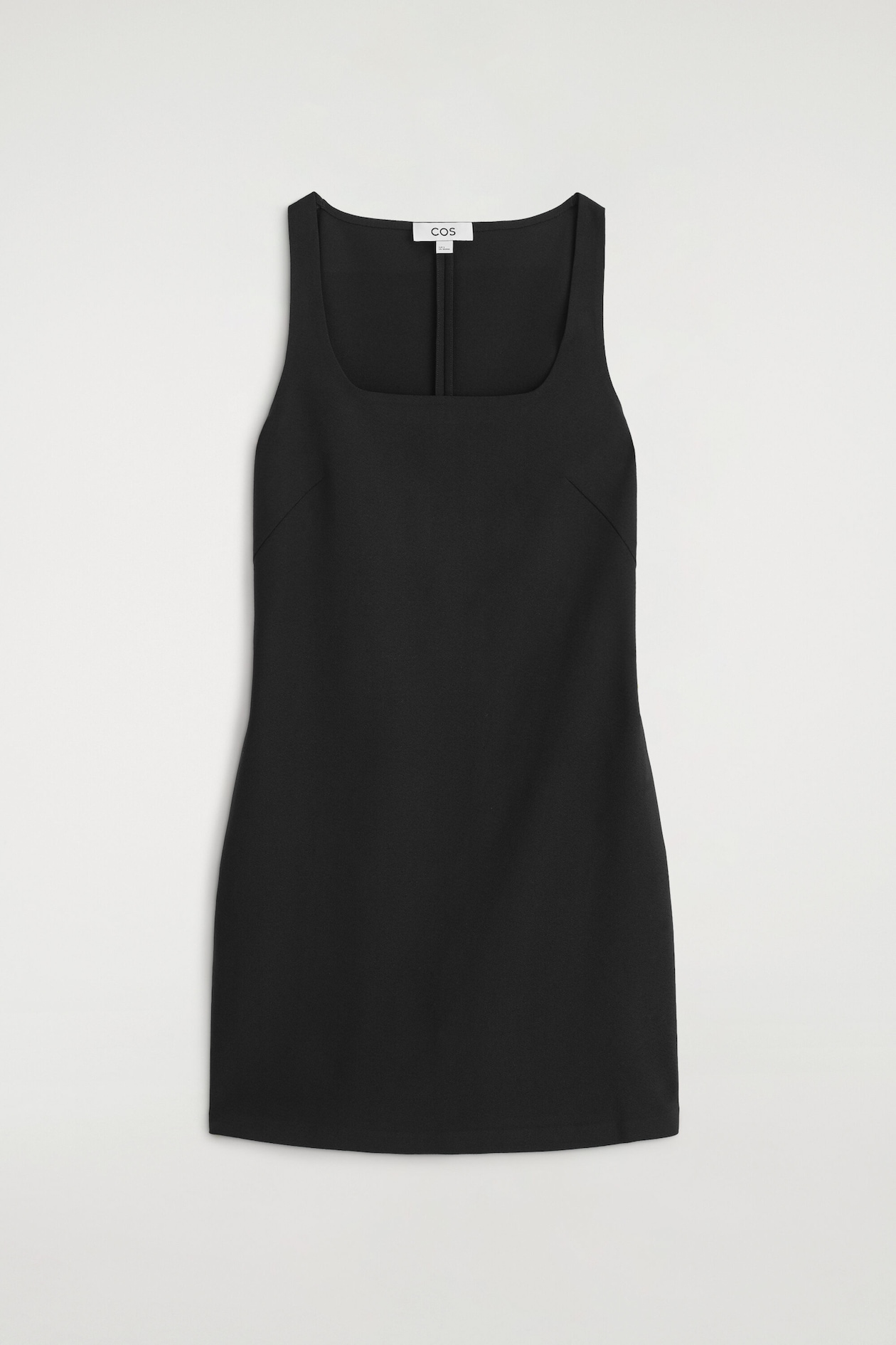 SQUARE-NECK CREPE-JERSEY DRESS — BLACK