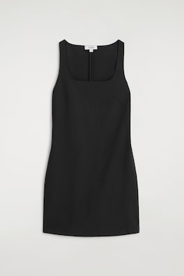 SQUARE-NECK CREPE-JERSEY DRESS — BLACK 9