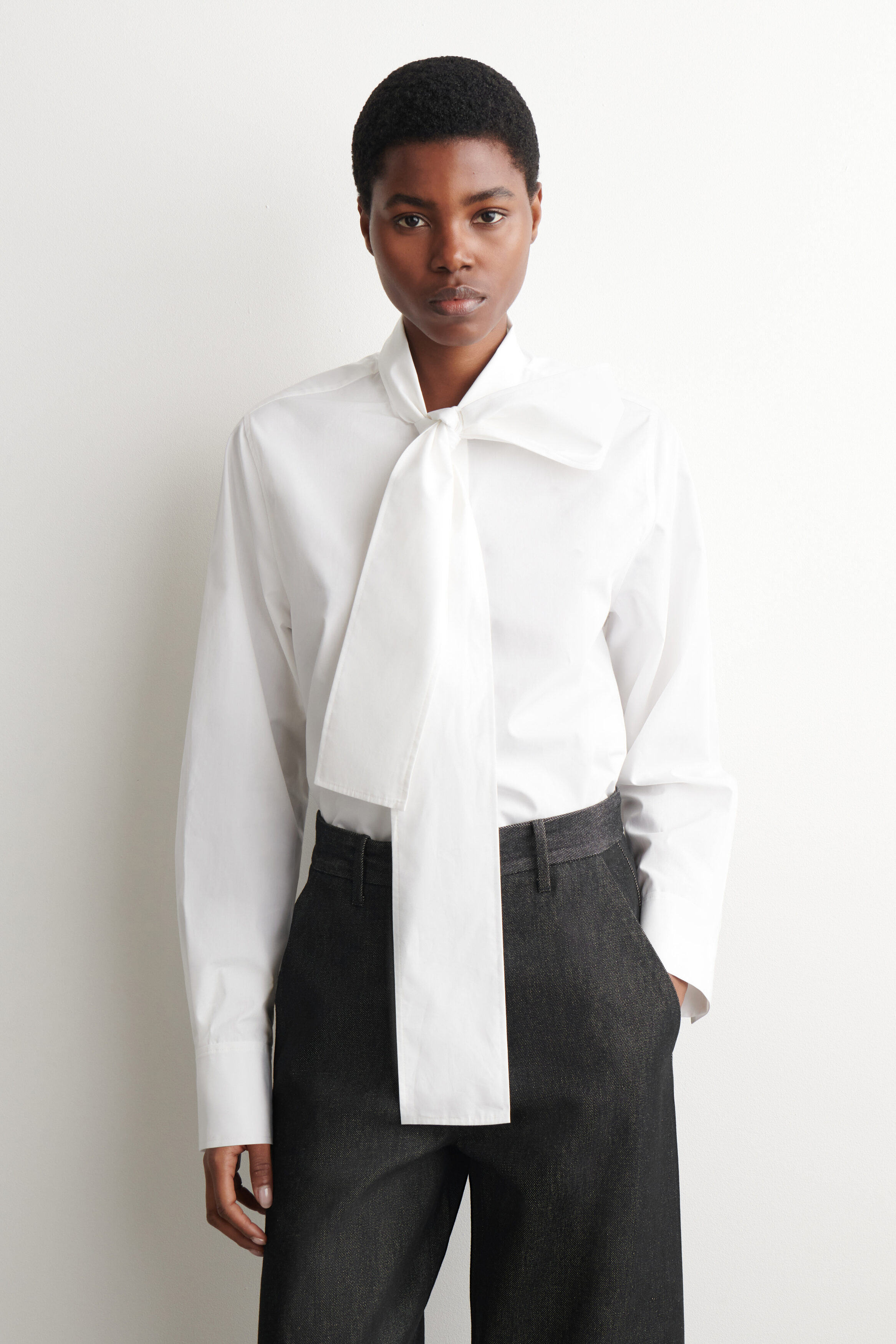 BOW-DETAIL COTTON BLOUSE - WHITE | COS US