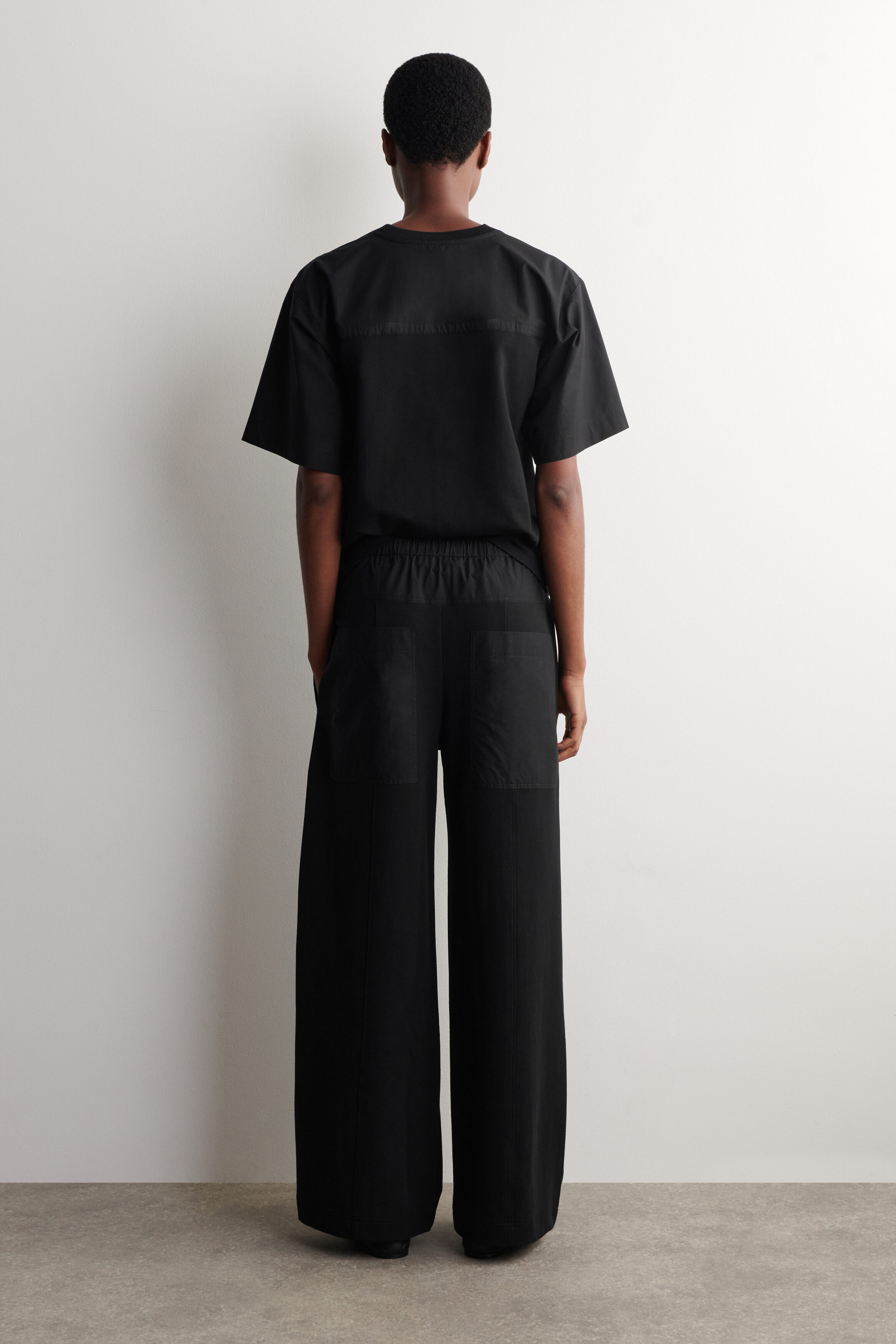 POPLIN-PANELLED JERSEY TROUSERS - BLACK | COS GB