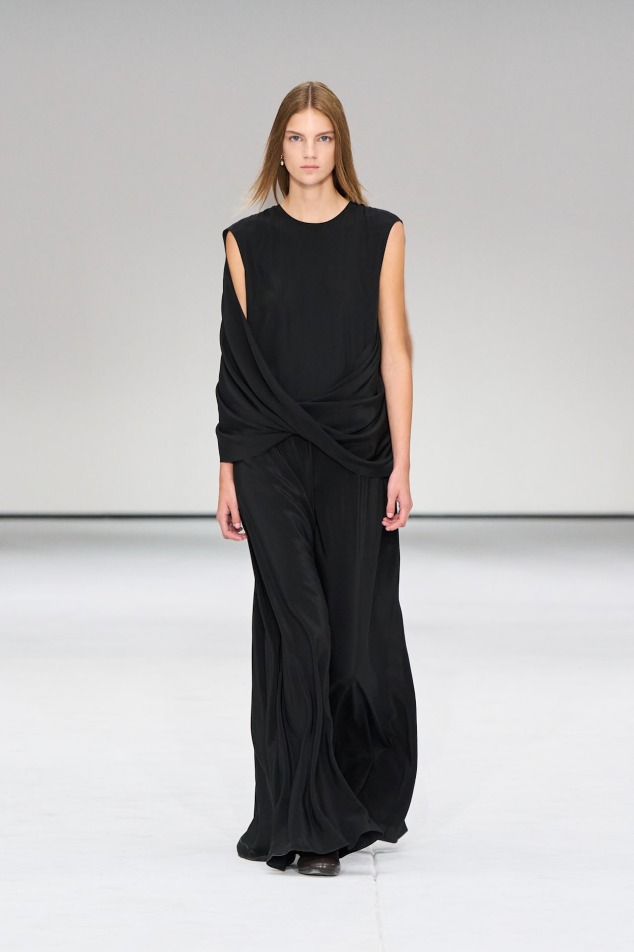 DRAPED SILK MAXI DRESS