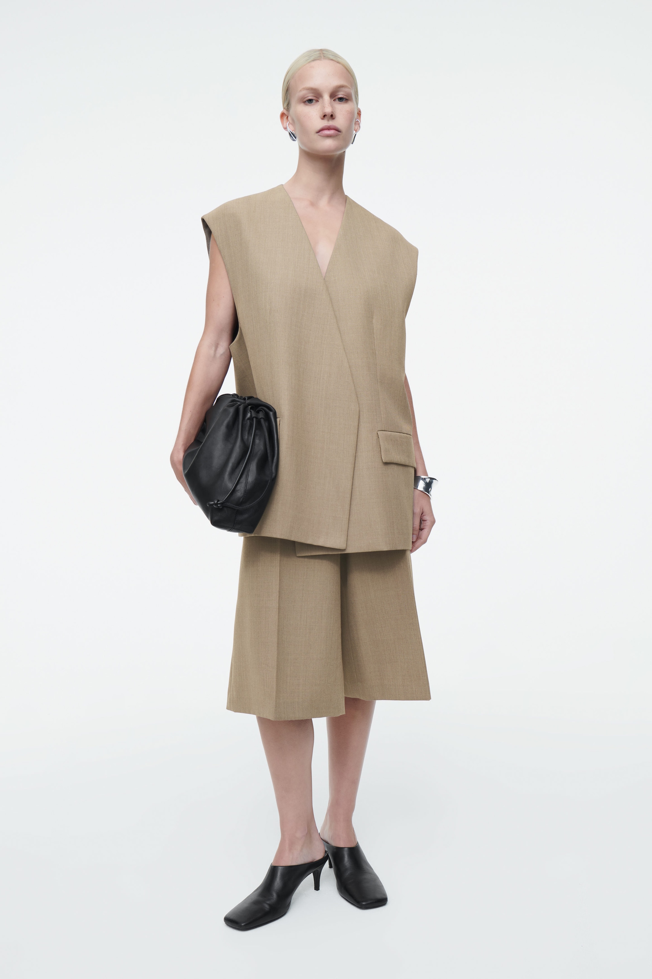LONGLINE WOOL-BLEND TWILL WAISTCOAT