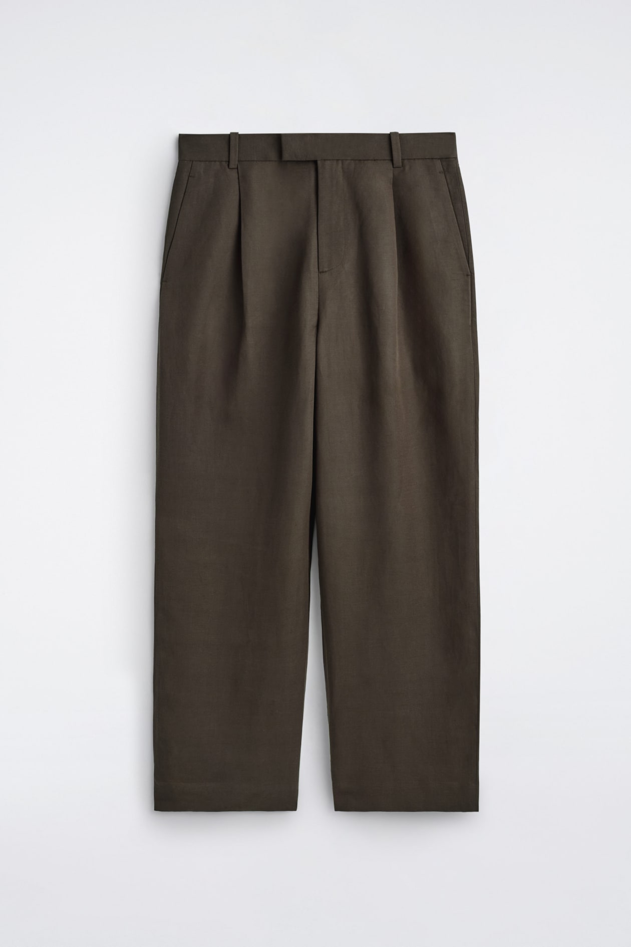 LINEN-BLEND RELAXED-FIT WIDE-LEG PANTS