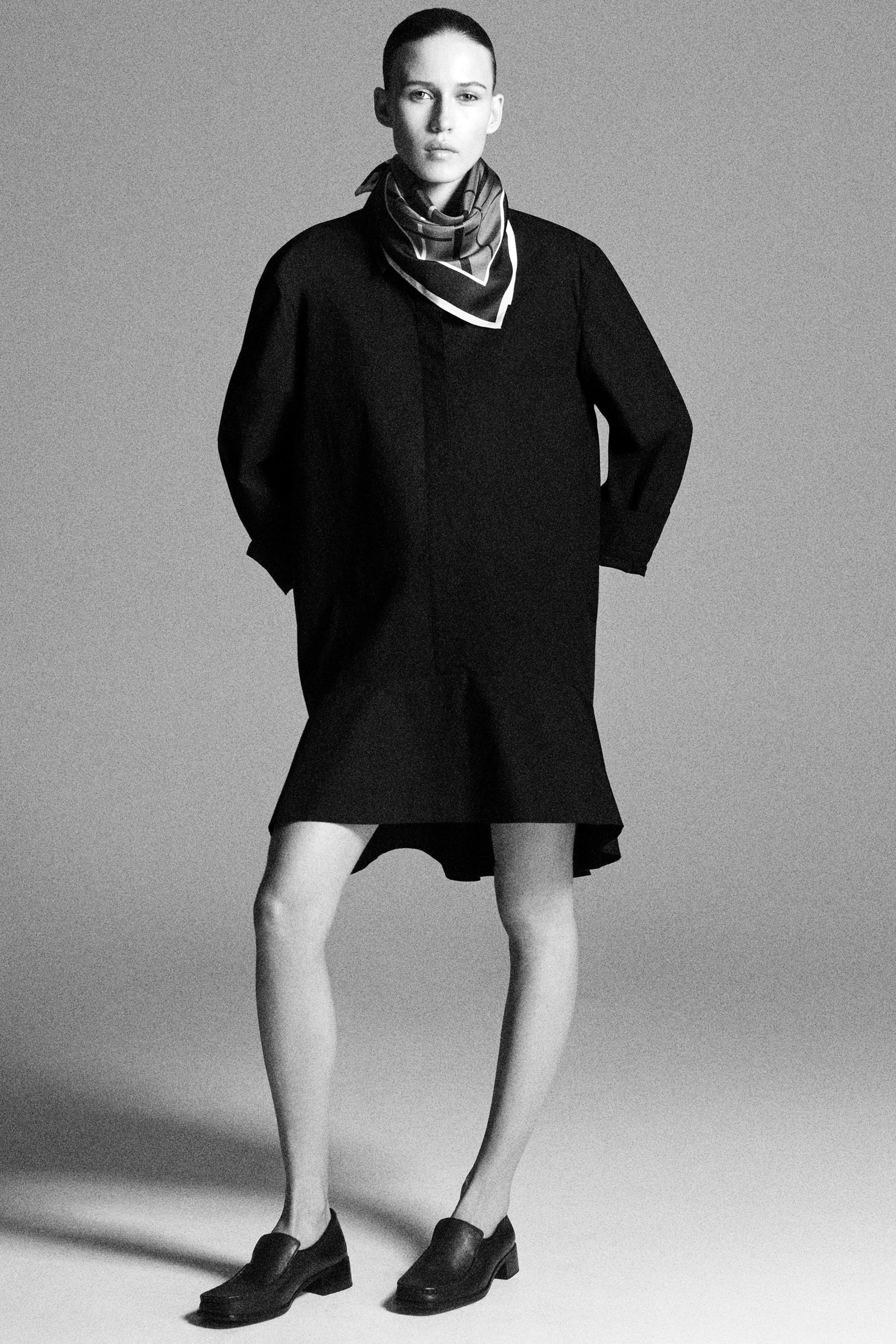 FLARED COTTON MINI SHIRT DRESS