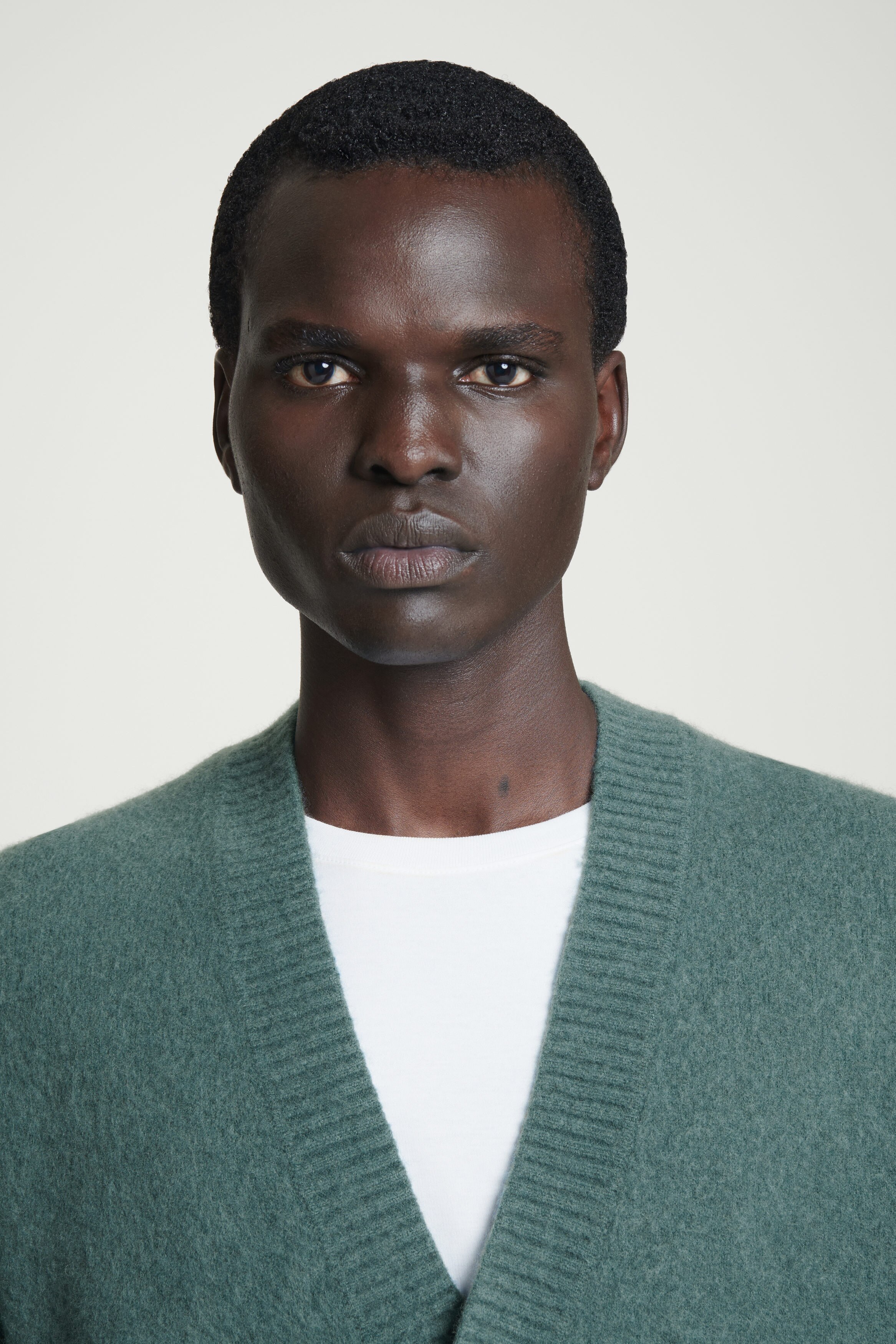 BRUSHED-WOOL V-NECK CARDIGAN - TEAL | COS