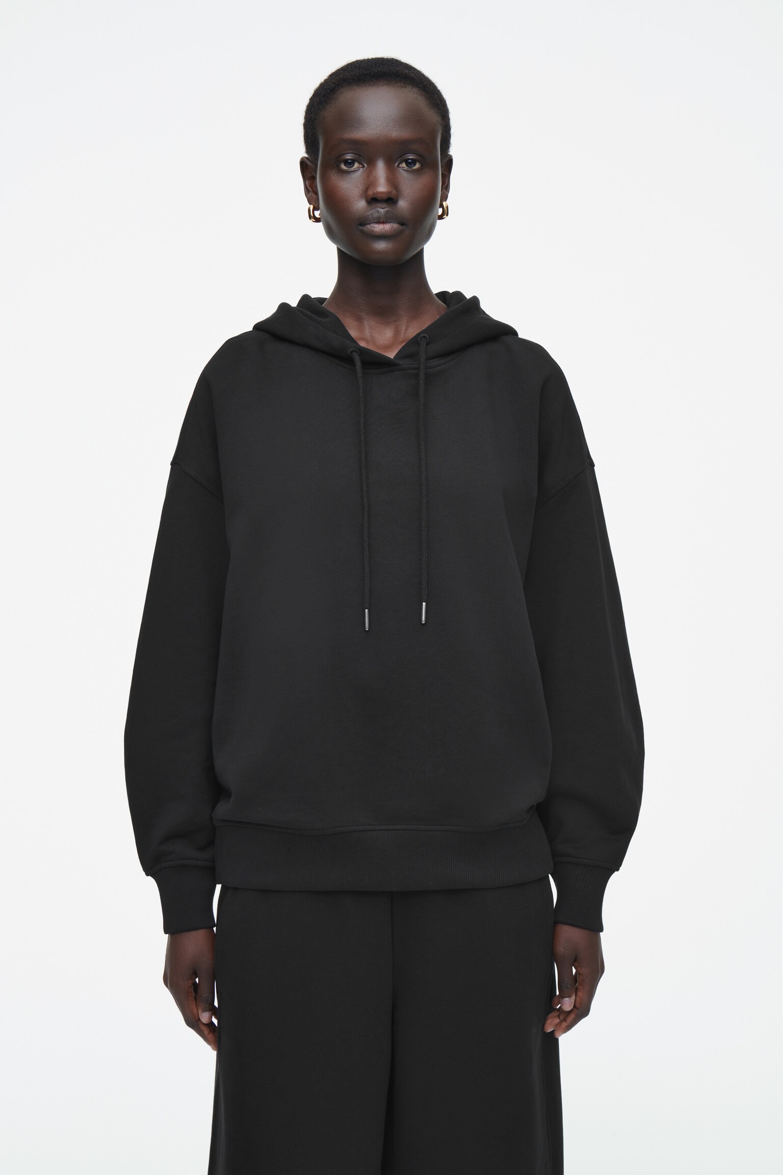 HOODIE DE JERSEY OVERSIZED - PRETO