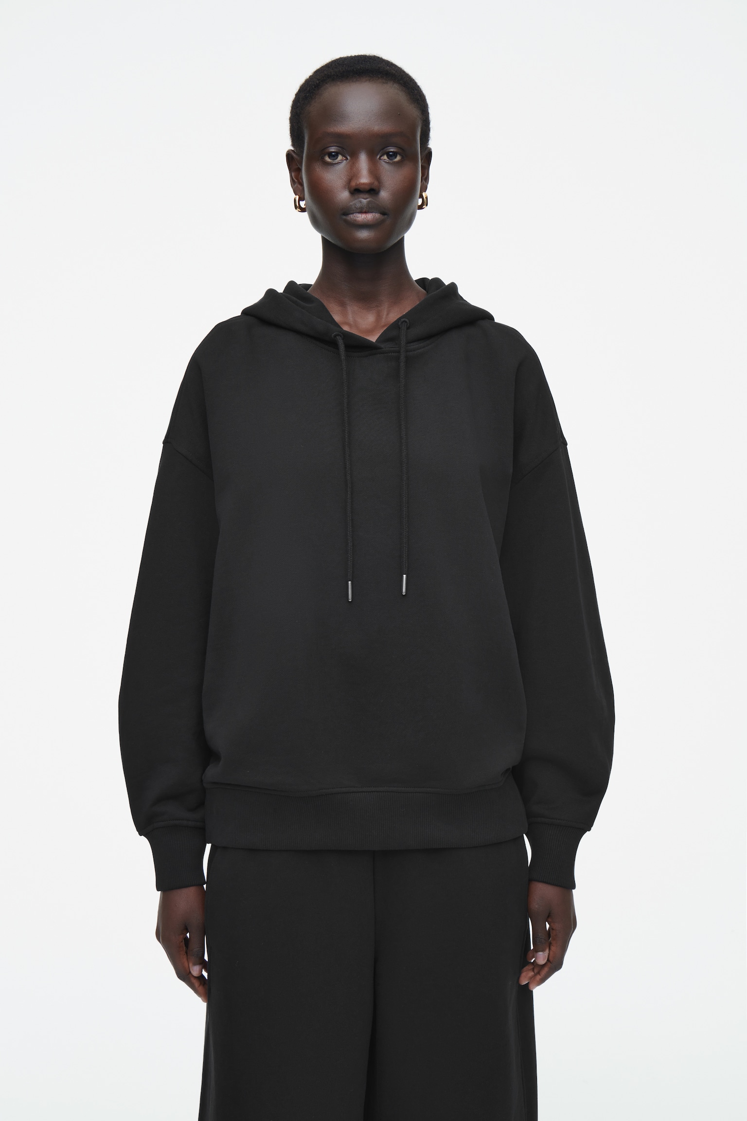 OVERSIZED JERSEY HOODIE - BLACK