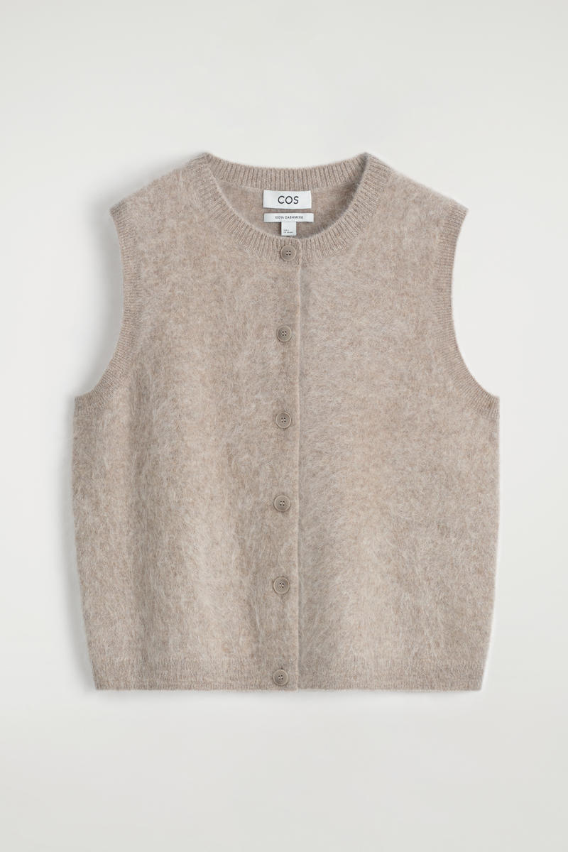 Cos Brushed-cashmere Vest In Sand