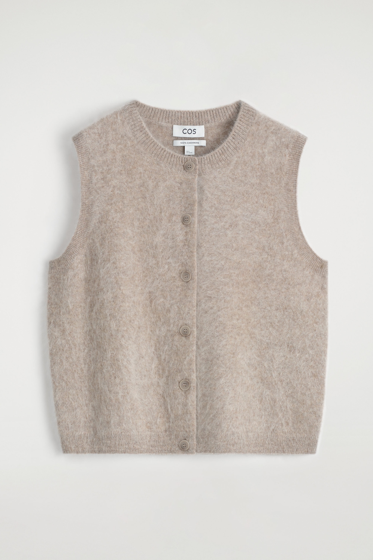 BRUSHED-CASHMERE VEST — BEIGE