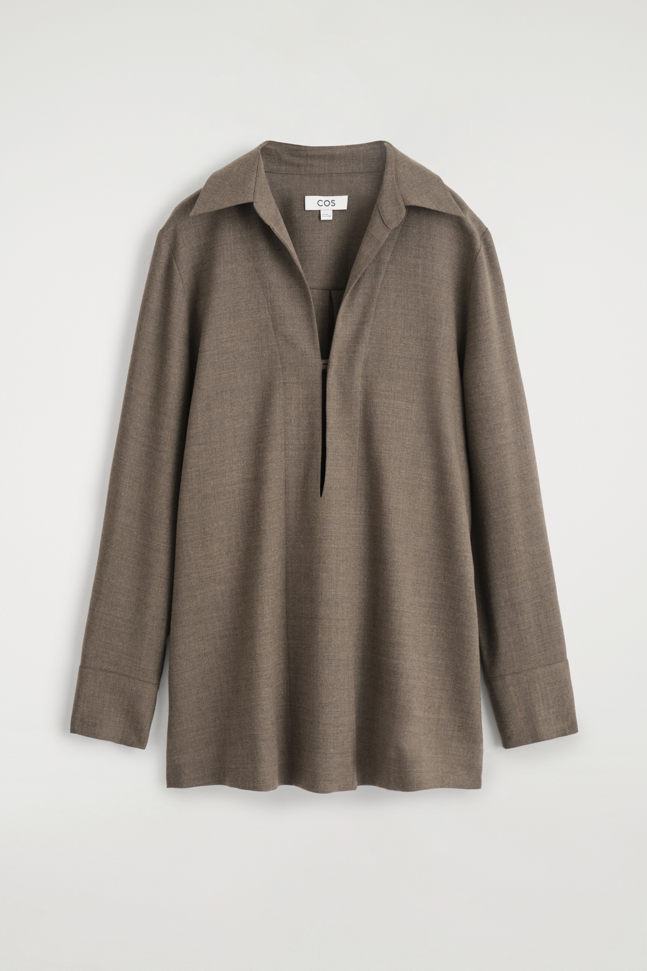 Visualizza immagine più grande: CAMICIA IN MISTO LANA CON COLLETTO APERTO - MARRONE - DONNA | H&M IT 6