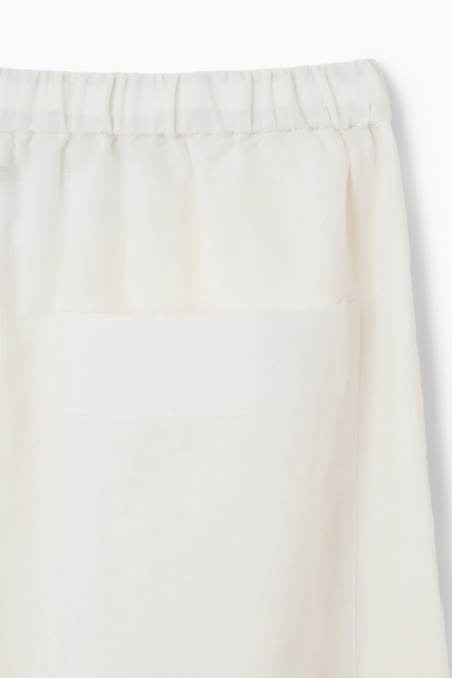 WIDE-LEG LINEN DRAWSTRING TROUSERS - WHITE - 2