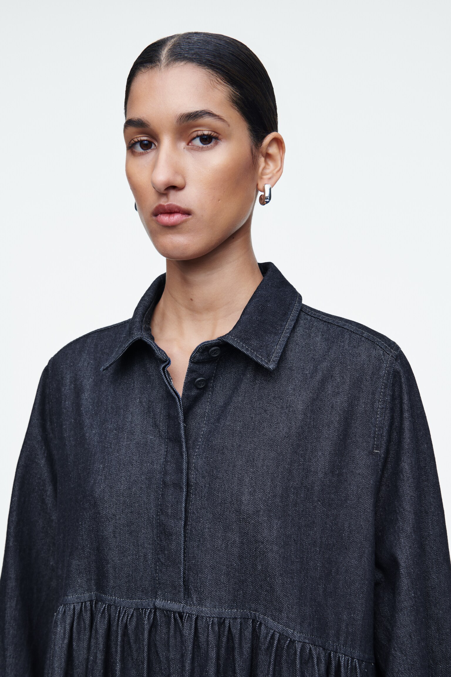 ROBE-CHEMISE OVERSIZE EN DENIM - INDIGO - 7