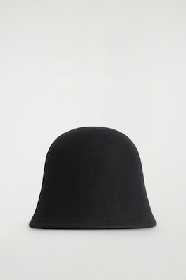 SCULPTED WOOL BUCKET HAT — BLACK 4