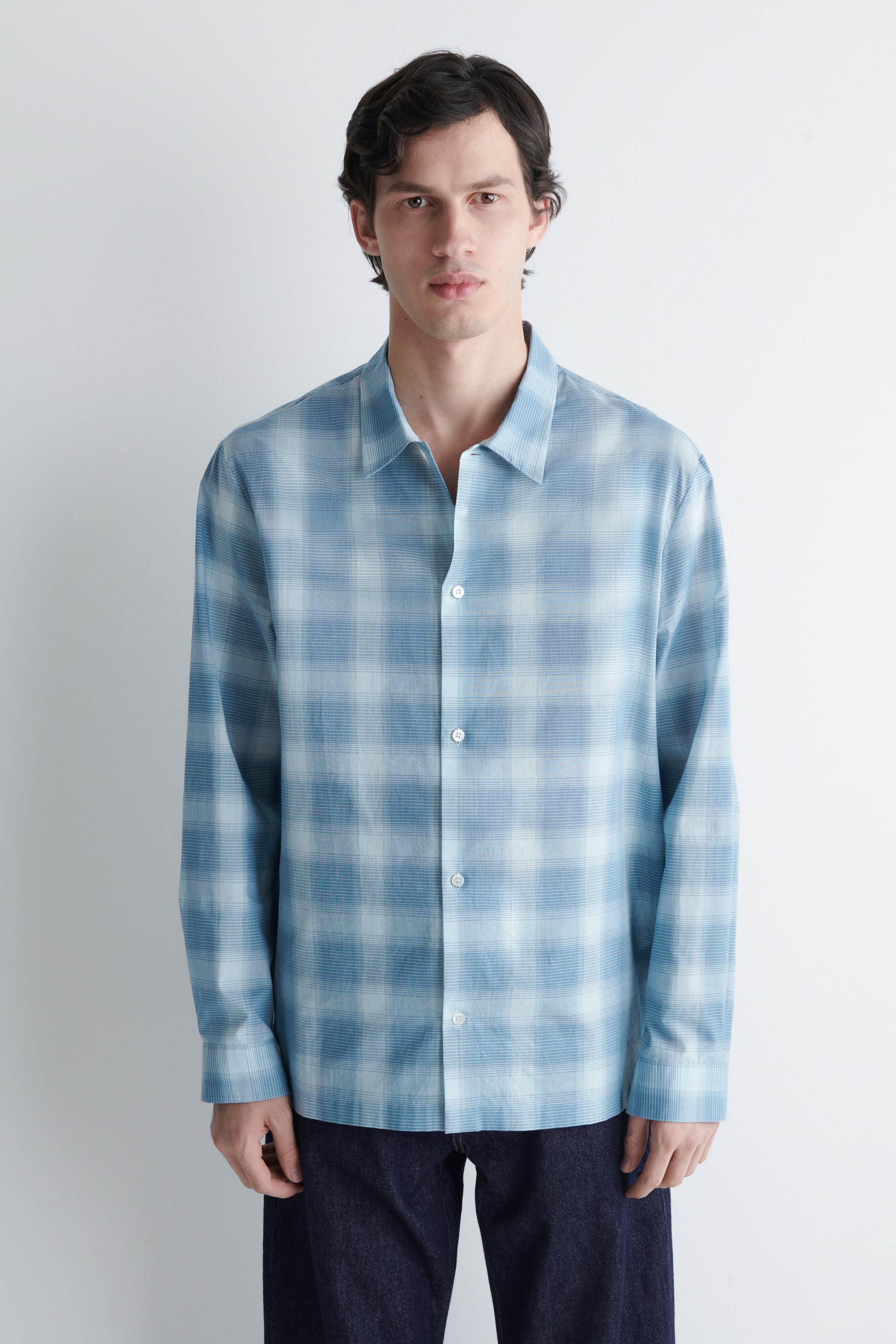 Vis større bilde: Rutete skjorte i bomull - Blå / rutete - Men | H&M NO 1