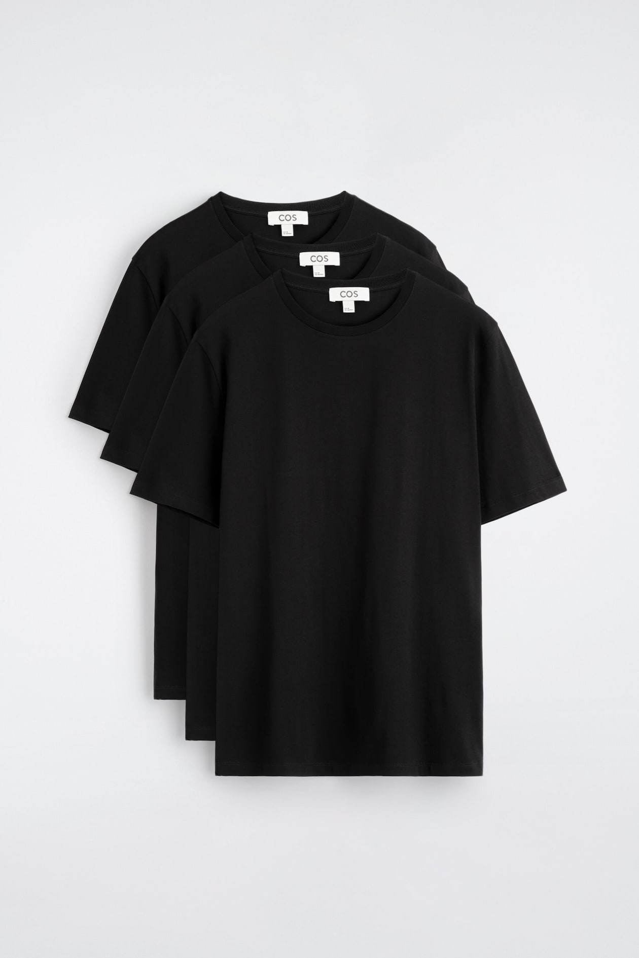 3-PACK COTTON CREW-NECK T-SHIRTS — BLACK
