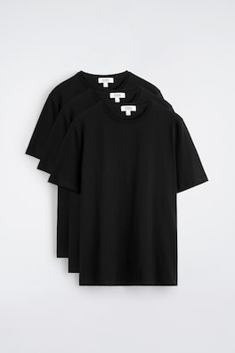 3-PACK COTTON CREW-NECK T-SHIRTS — BLACK 6