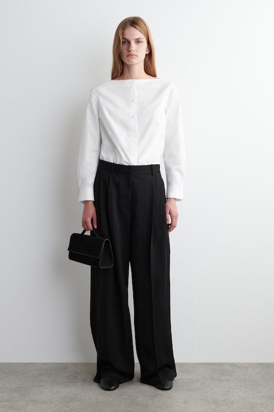 RELAXED FLUID WIDE-LEG PANTS - BLACK | COS