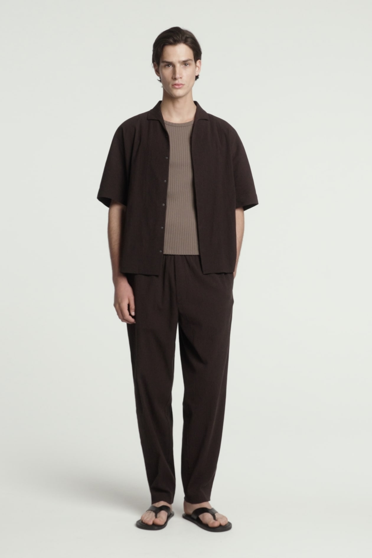 CRINKLED-COTTON TROUSERS