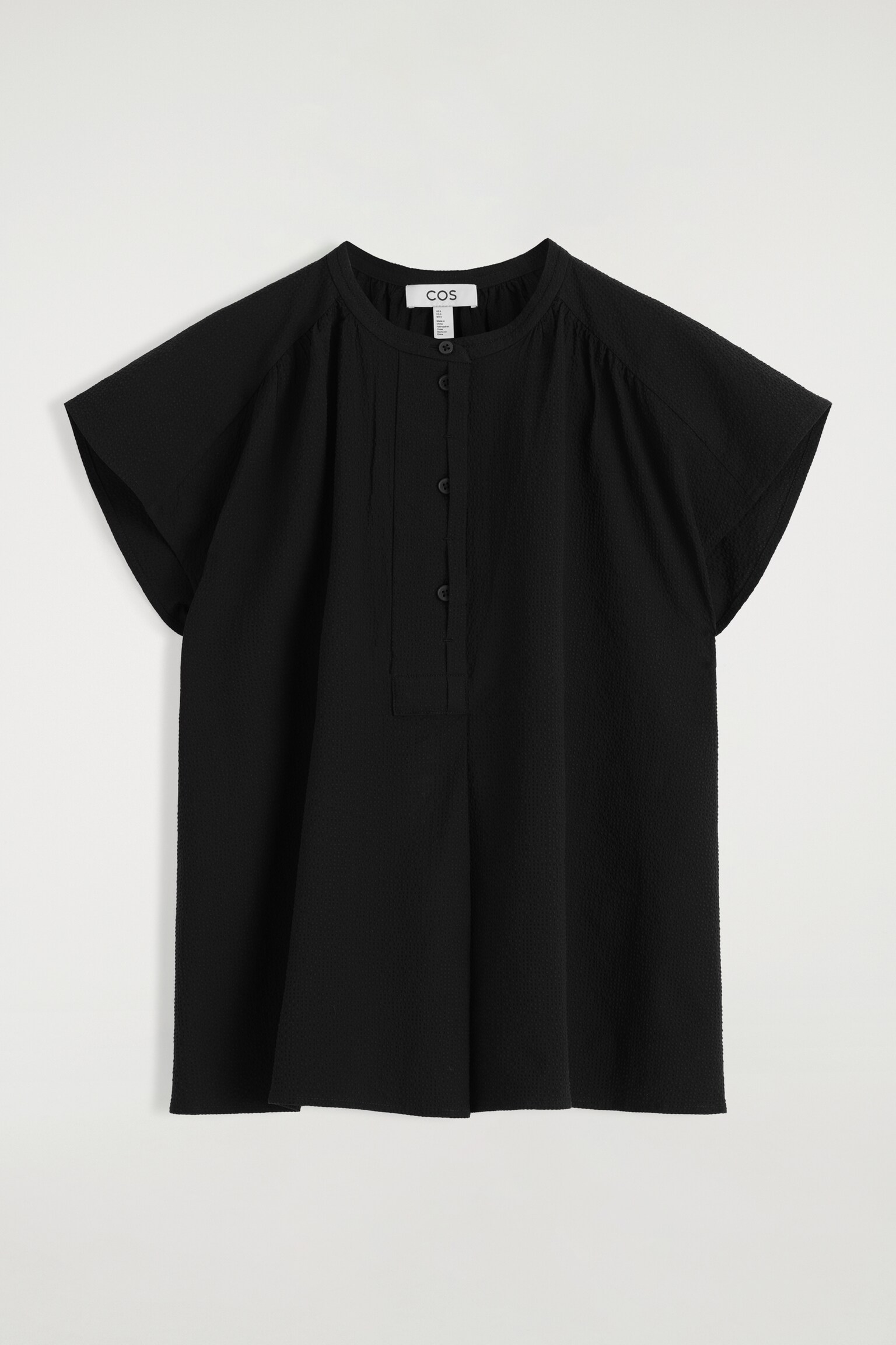 BLOUSE FRONCÉE COL OFFICIER - NOIR - 2