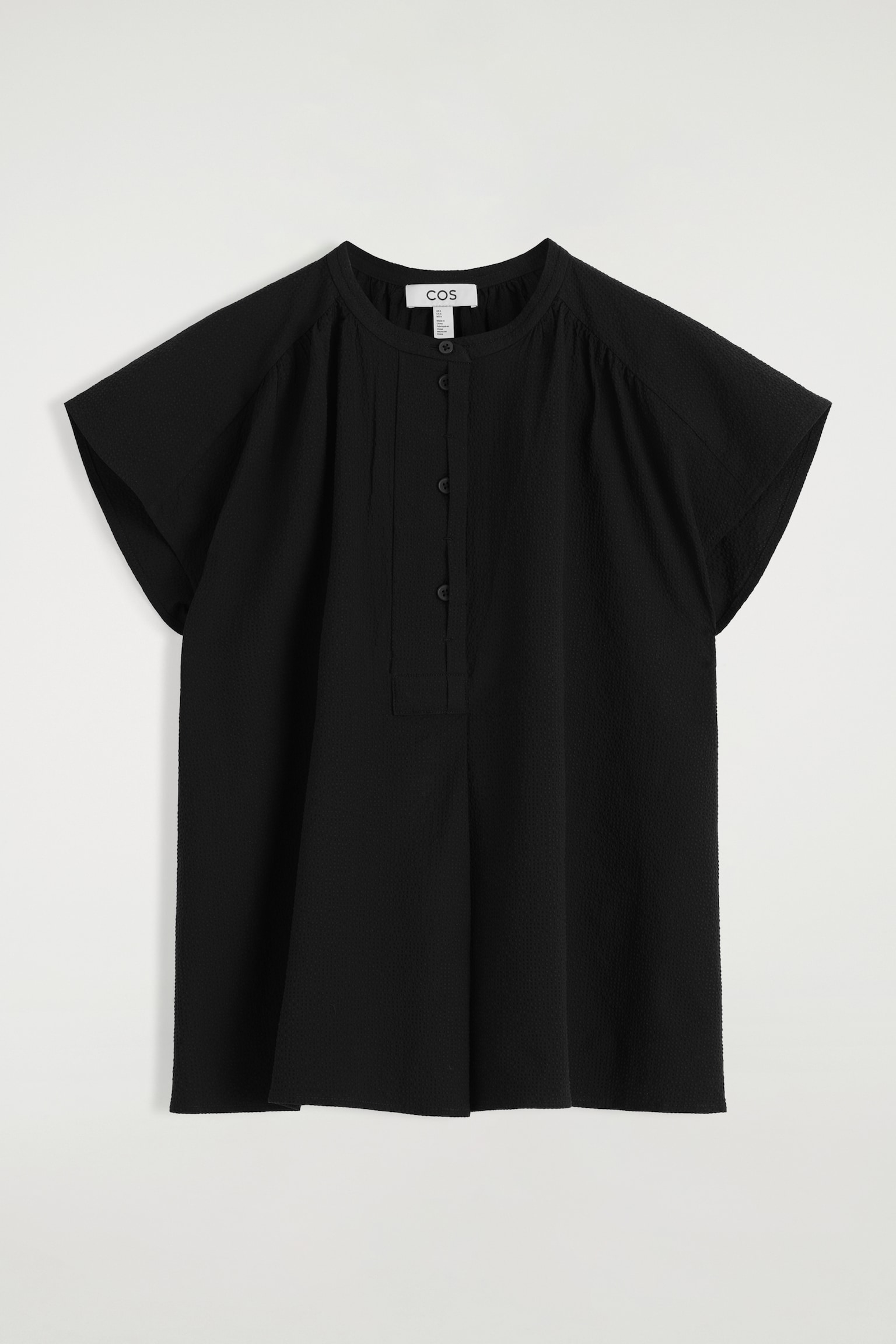 BLUSA FRUNCIDA CON CUELLO MAO - NEGRO - 2