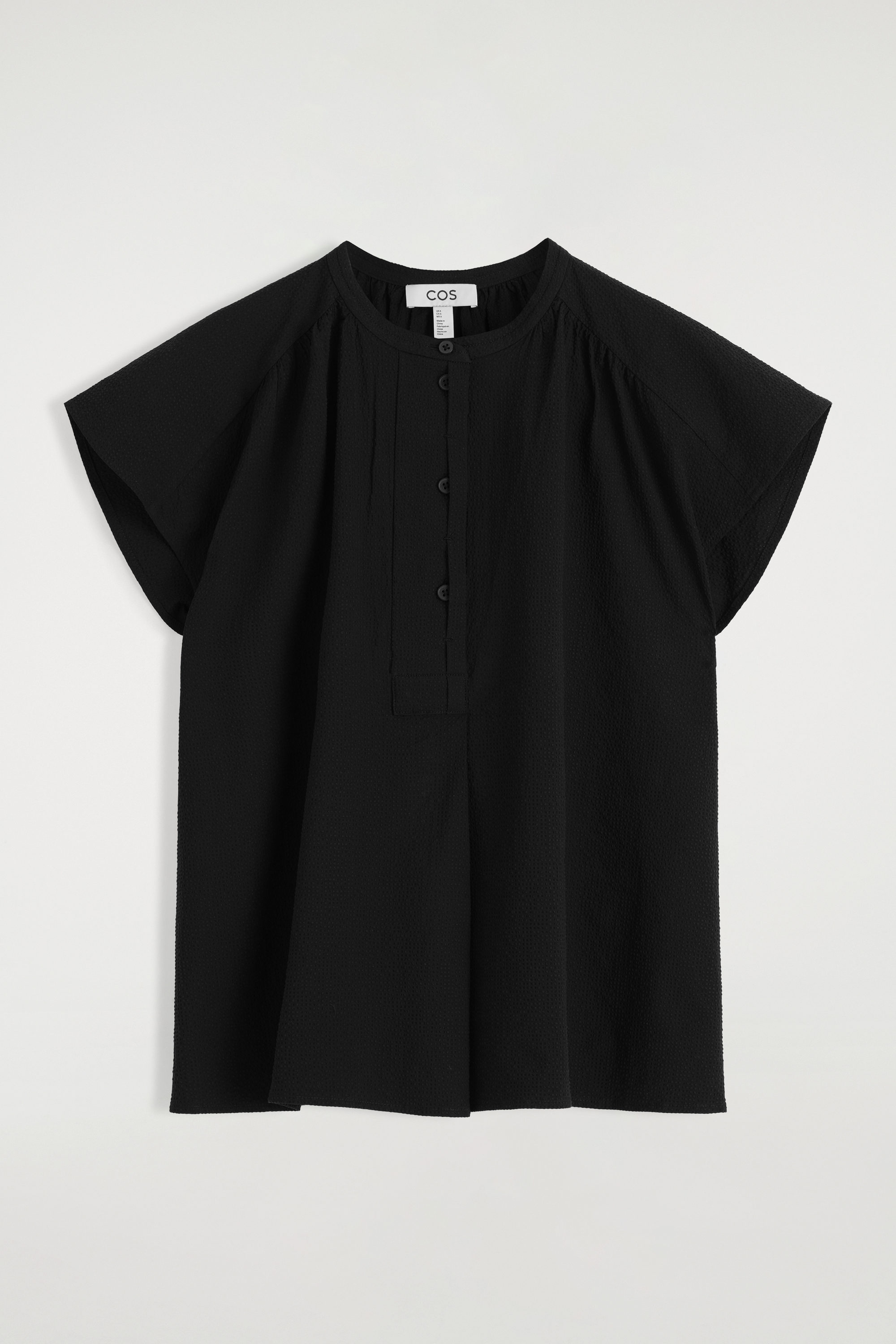【GOOD GRIEF!】Gather Blouse(BK) GATHERED GRANDAD-COLLAR BLOUSE - BLACK | COS GB
