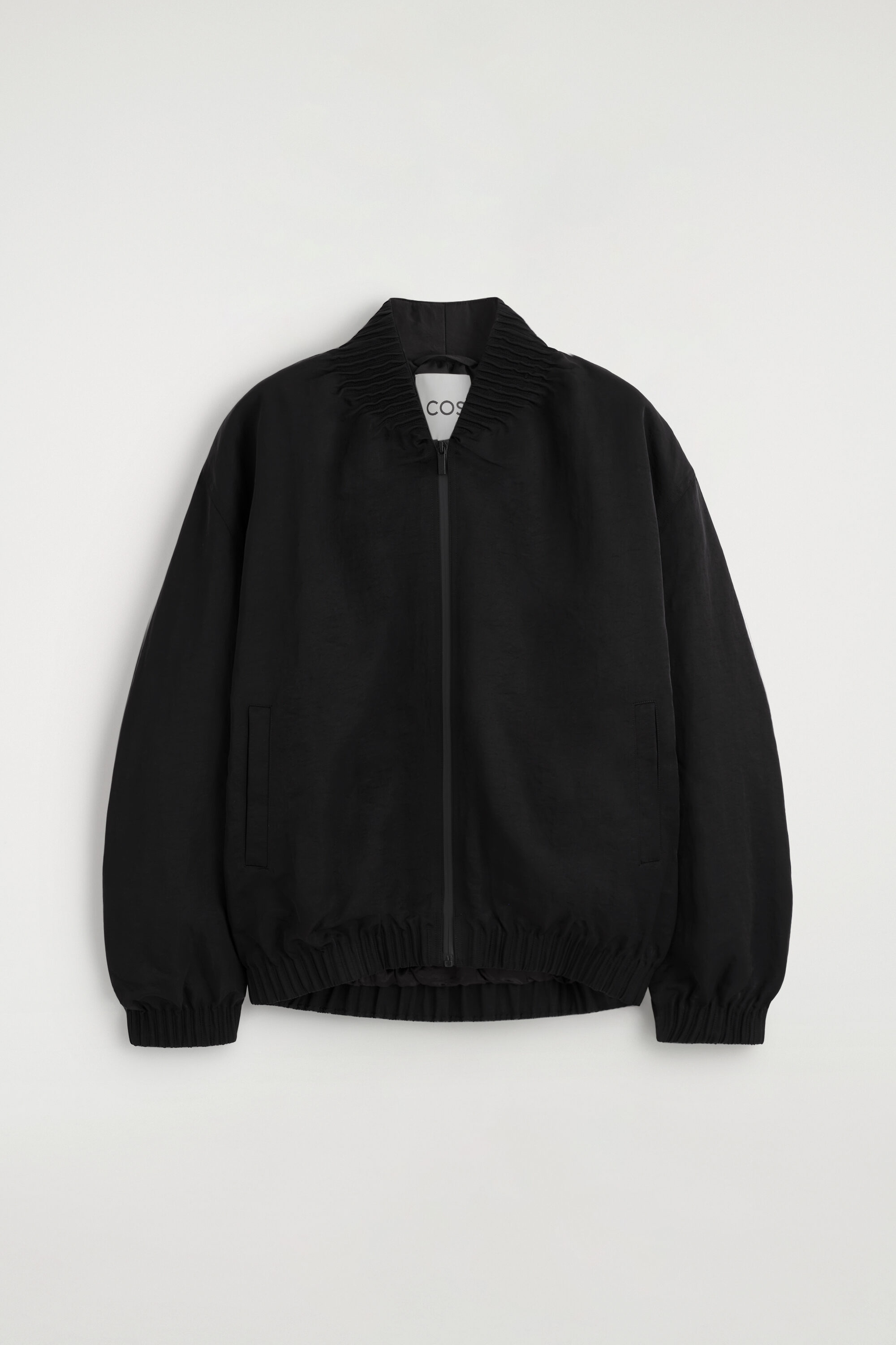 Gathered Nylon Bomber Jacket
